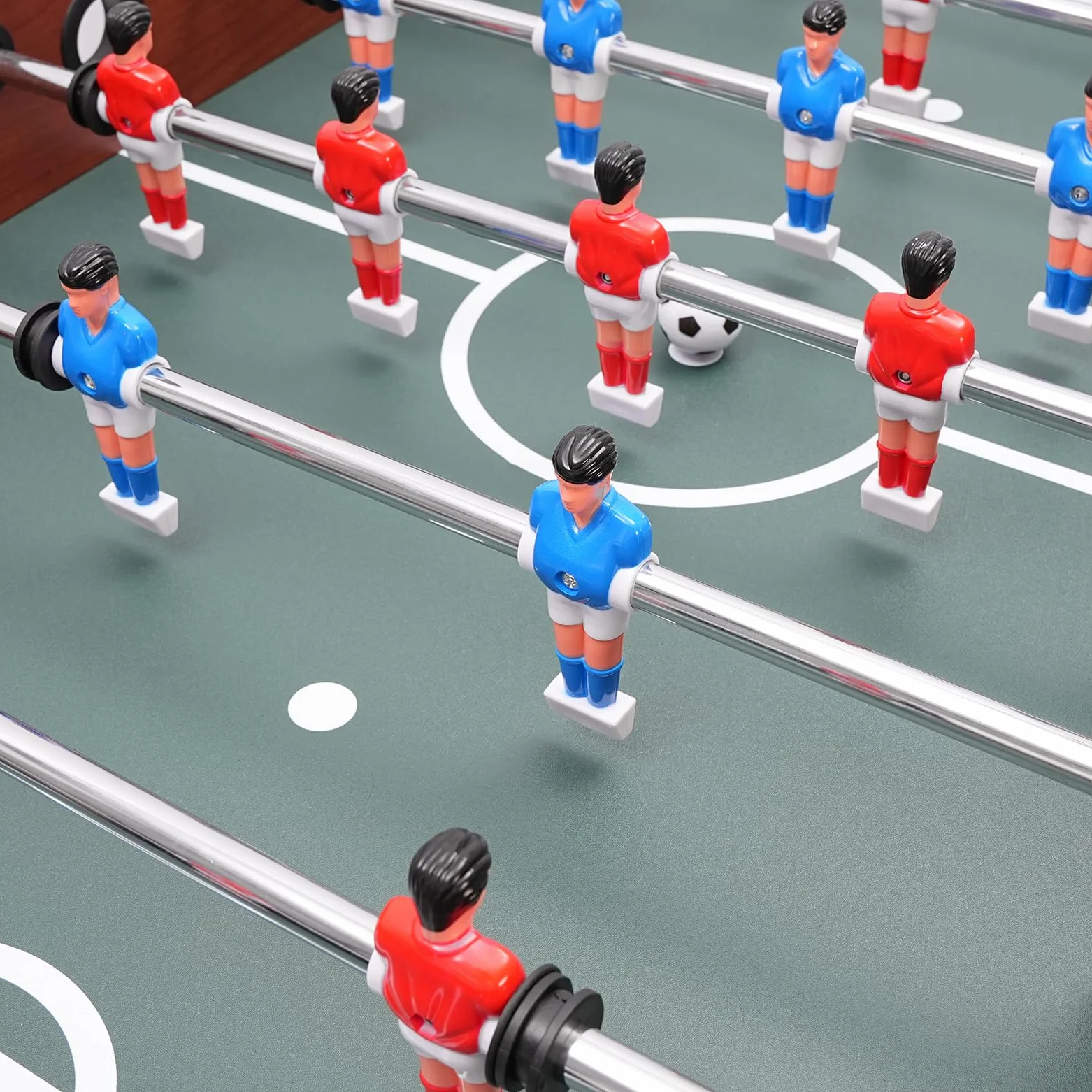 Baby-Foot 120cm sur Pied, Table de Football à 8 Barres pour 2 à 4 Joueurs | Jeu 1 contre 1 ou 2 contre 2, compteur 9 points, poignées antidérapantes et patins stables pour maison ou salle de jeux