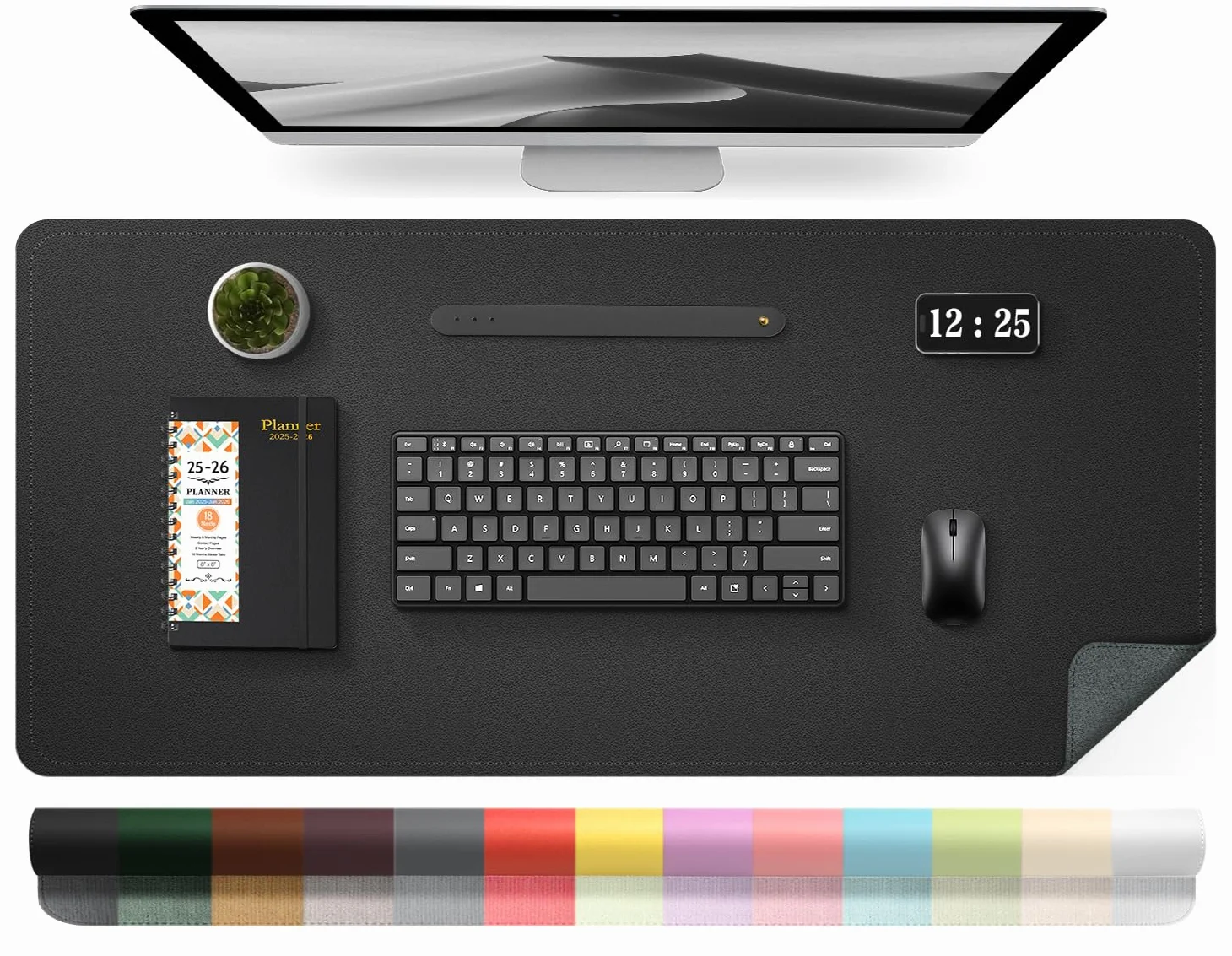 BLESWIN Tapis de Bureau en Cuir Imperméable 80x40cm Tapis de Souris et Clavier