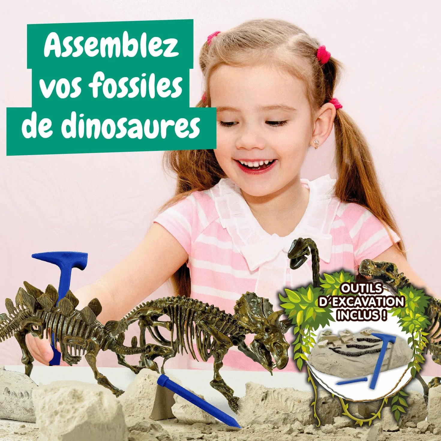 Science4you Kit de Fouille de Fossiles 4 en 1 pour Enfants 5-10 Ans - Excaver et Assembler 4 Dinosaures T-Rex Triceratops Velociraptor Stegosaurus