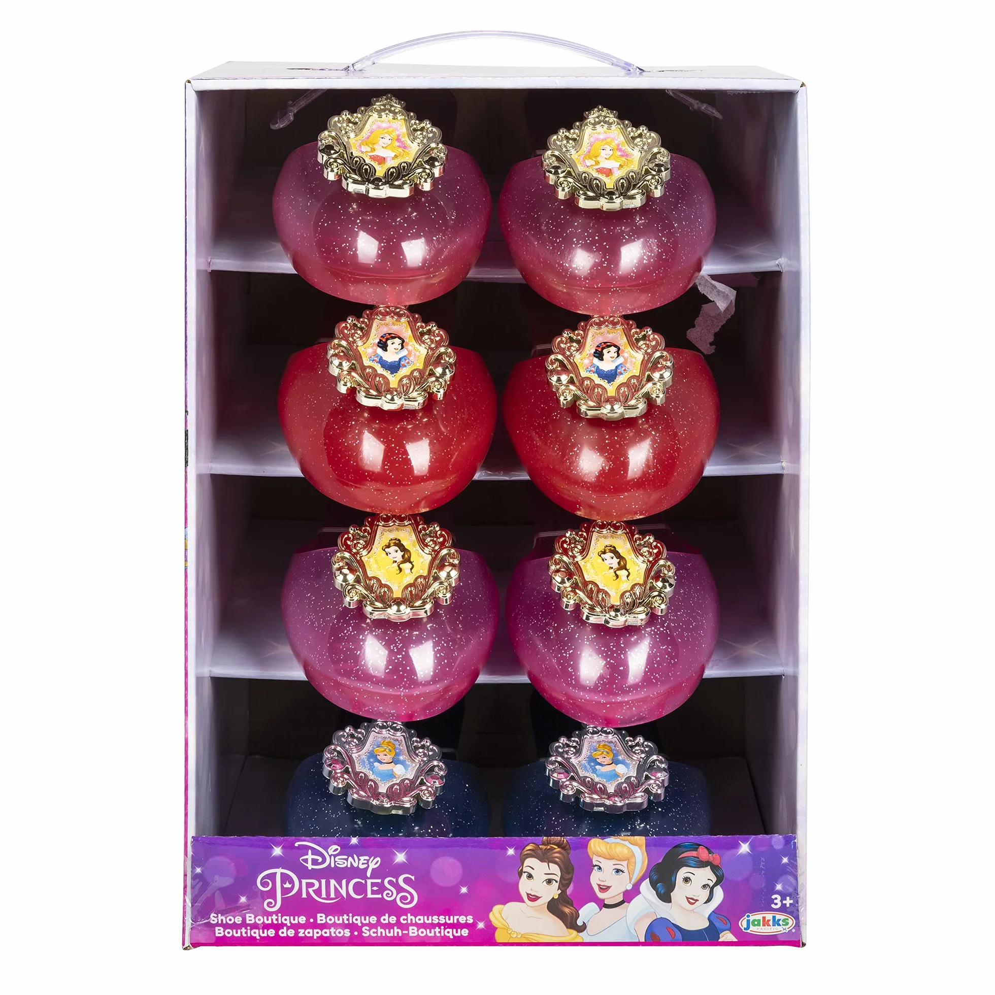 Boutique de Chaussures Disney Princess 4 Paires Scintillantes Cendrillon Aurore Belle Blanche-Neige