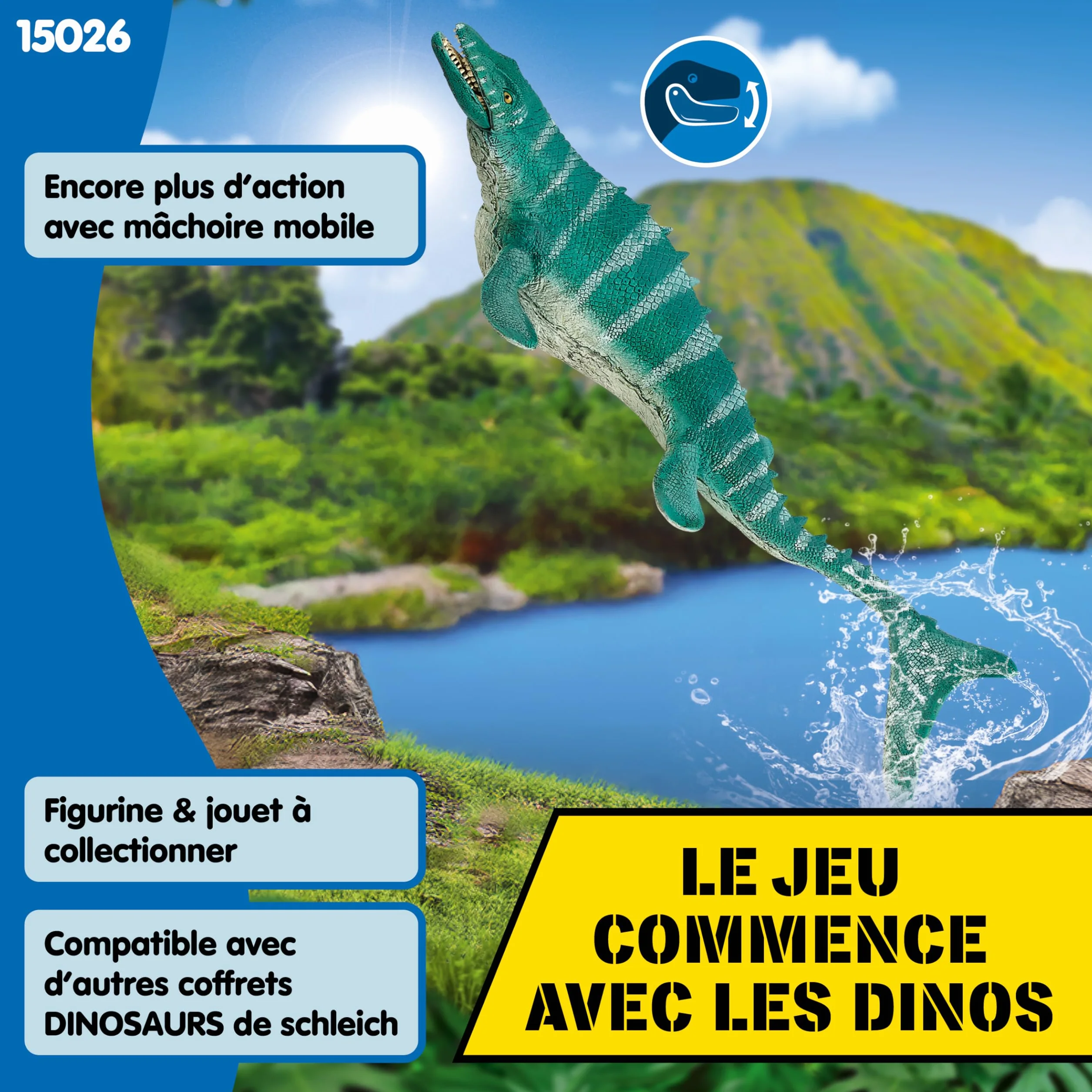 Schleich DINOSAURS Mosasaure 15026 Figurine Dinosaure Articulée 32 cm Cadeau Enfant 3 Ans