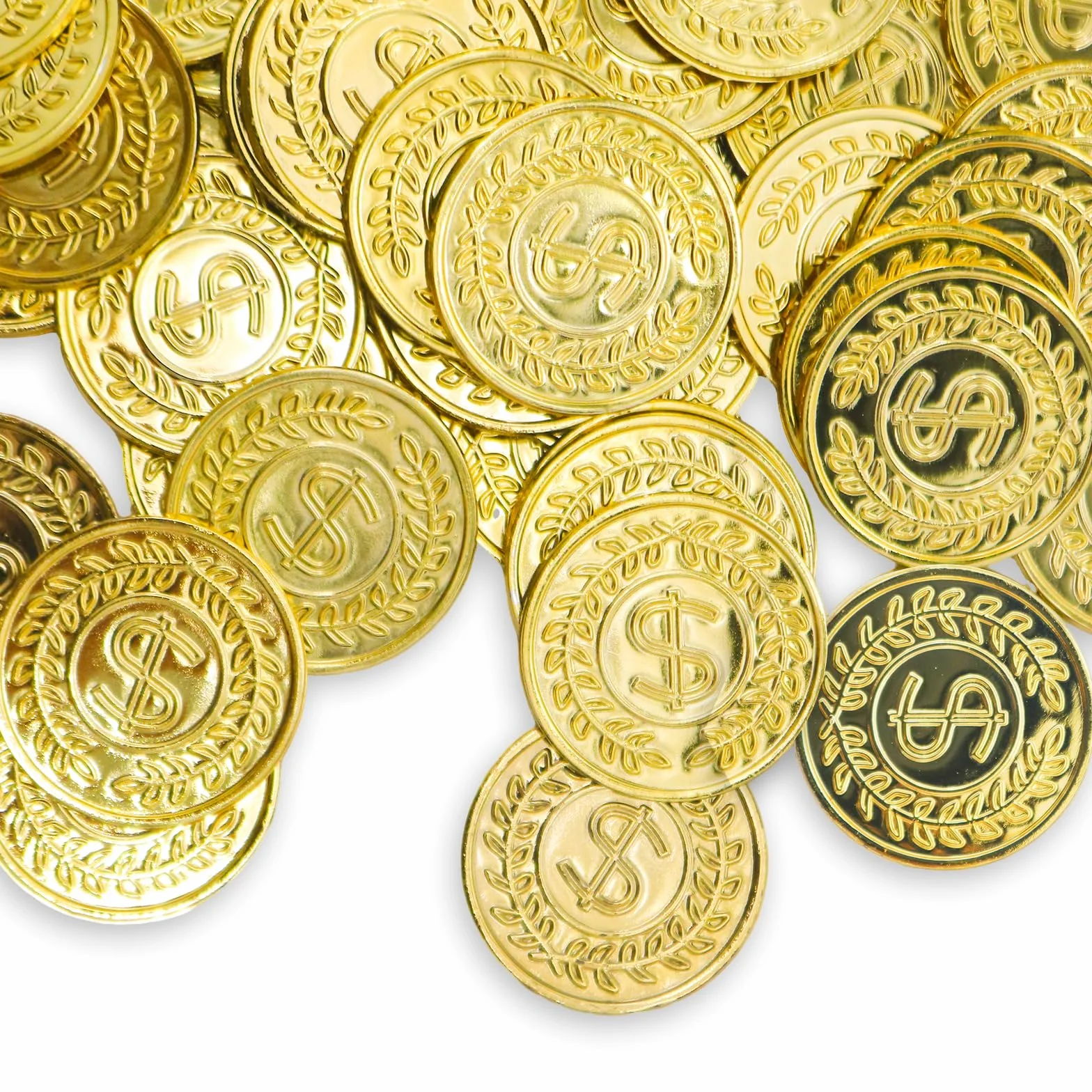 Pièces d'or en plastique jouets 100 pièces pour chasses au trésor et cadeaux de fête