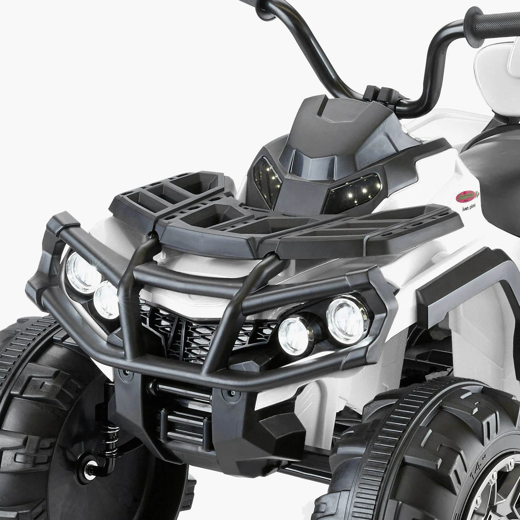 Jamara Ride-on 460248 Protection pour Quad, Blanc, 12 V, 2 puissants Moteurs d'entraînement de 12 V, Batterie puissante de 12 V pour Une Longue durée de Conduite, Interrupteur Turbo à 2 Vitesses
