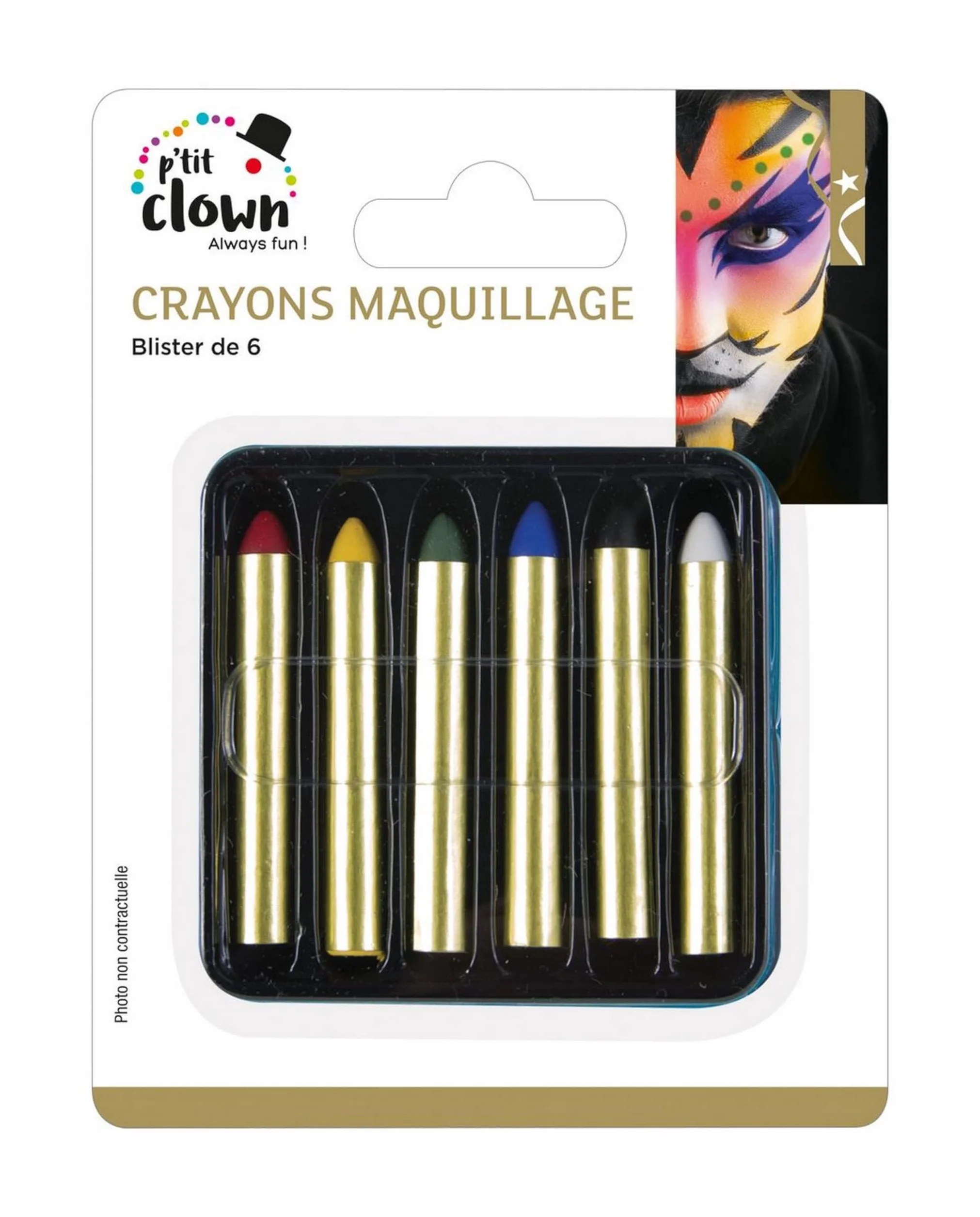Lot de 6 Crayons Gras Maquillage Visage Lavable Non Toxique Enfant Adulte Halloween Carnaval