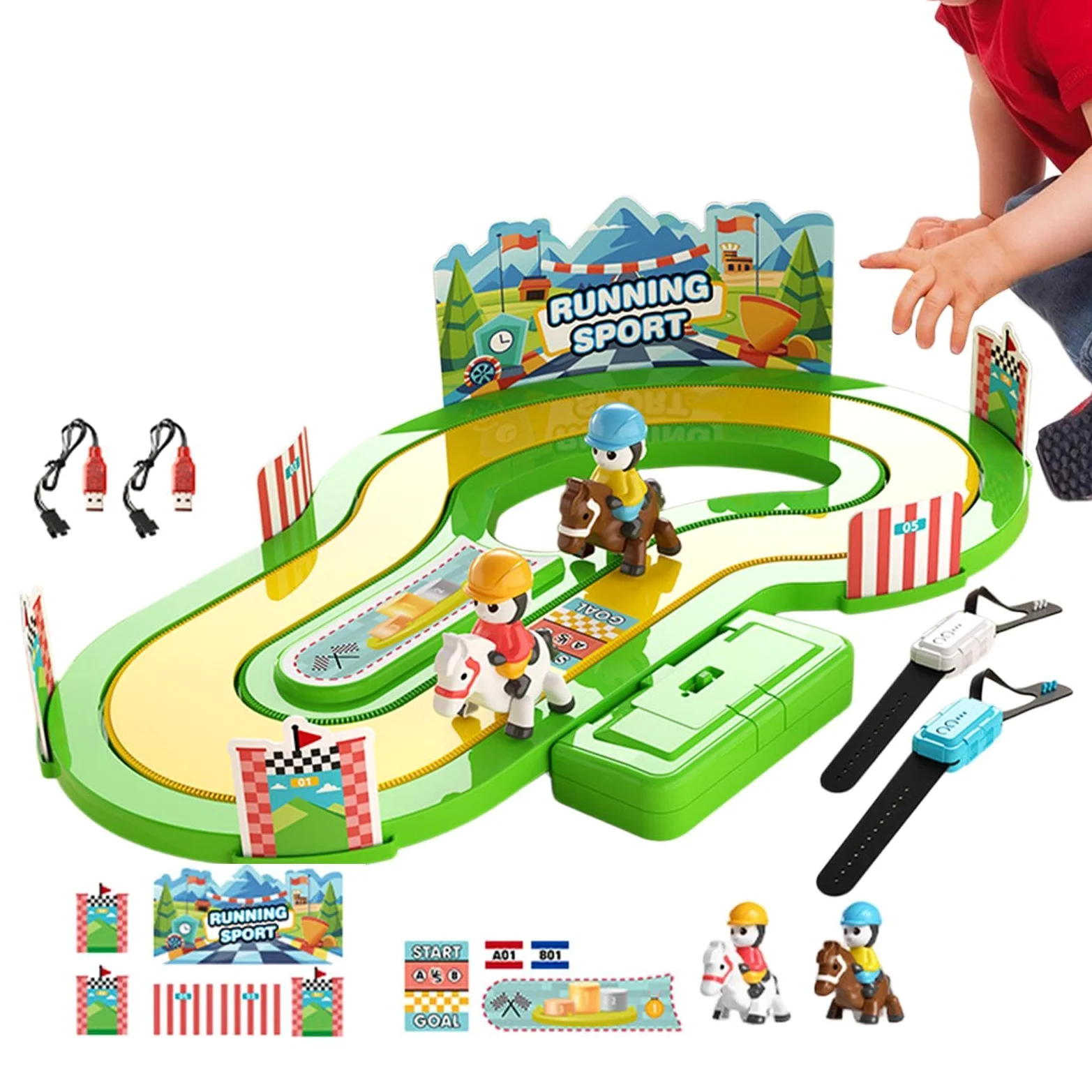 Bureau - Jouet de détection de mouvement sans fil | Tapis de compétition interactif pour 2 joueurs avec bracelets à capteur sans fil et piles rechargeables