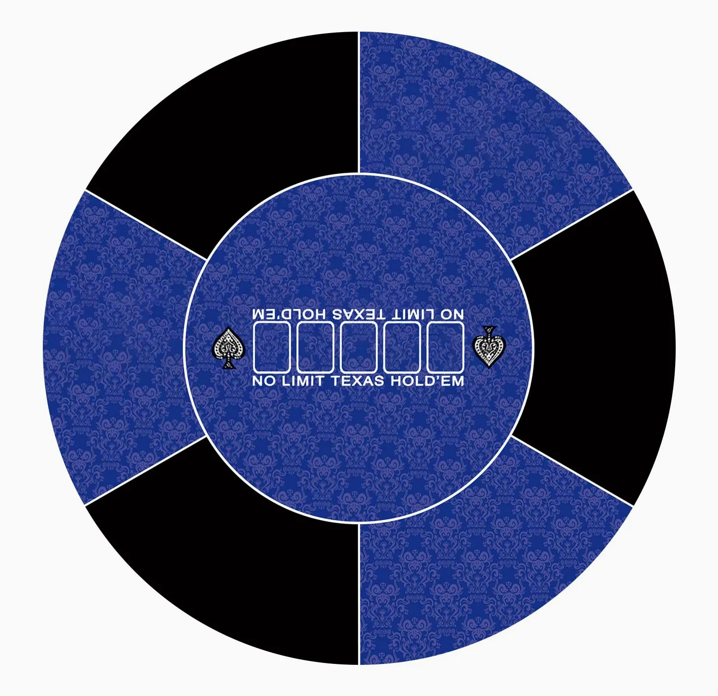 Tapis de poker rond en caoutchouc pour 6 à 10 personnes, dessus de table pliable, table de poker portable, adapté pour les jeux de poker, blackjack, casino (bleu 80 x 80 cm)