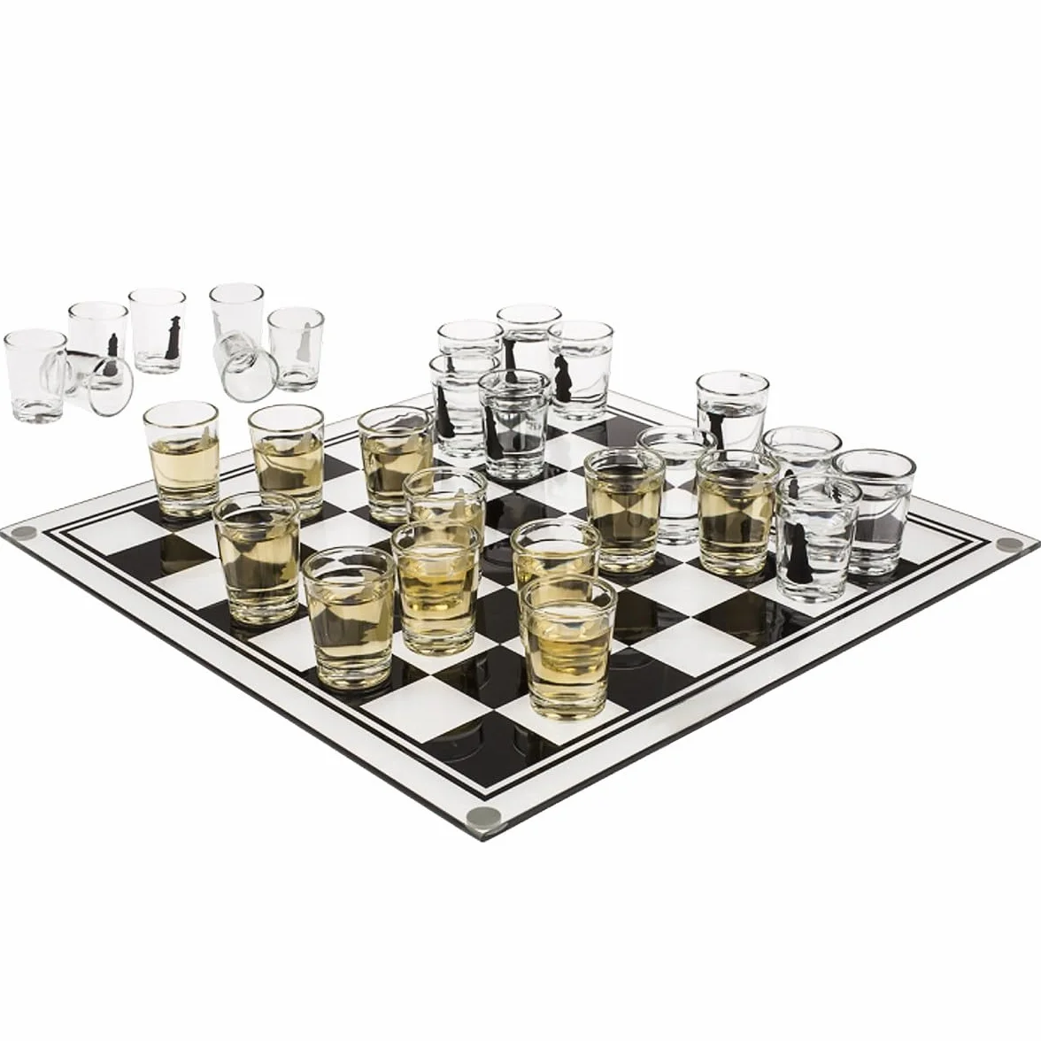 Jeu d'échecs 35 x 35 cm Verres Boîte Cadeau
