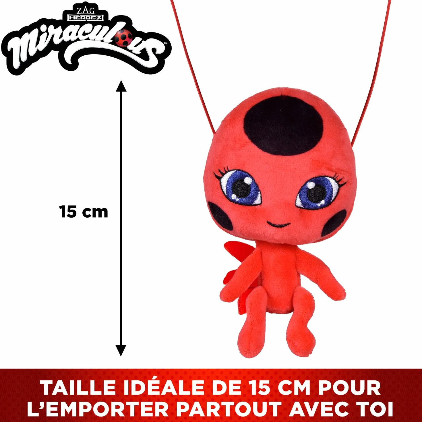 Miraculous Ladybug Peluche Tikki 15 cm Officielle Kwami Coccinelle Jouet Enfant 4 Ans+