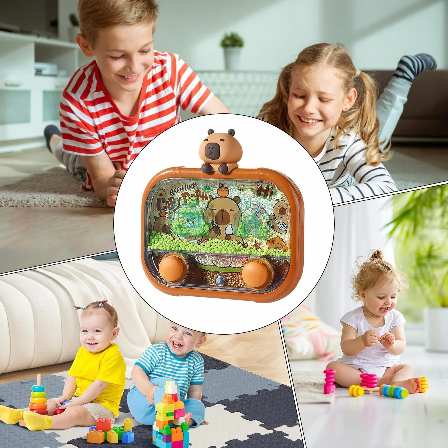 Jeu d'eau Toss Jouet de Lancer de Perles à Deux Boutons avec Lumière LED Fidget
