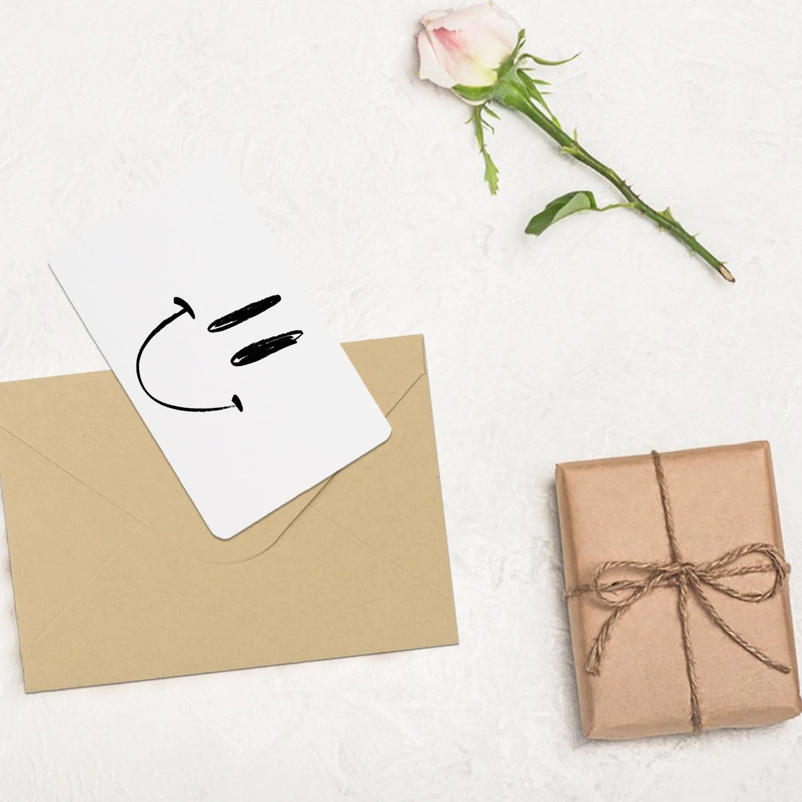 Enveloppes carrée kraft 70x100mm avec carte blanche pour lettres remerciement cadeau vœux