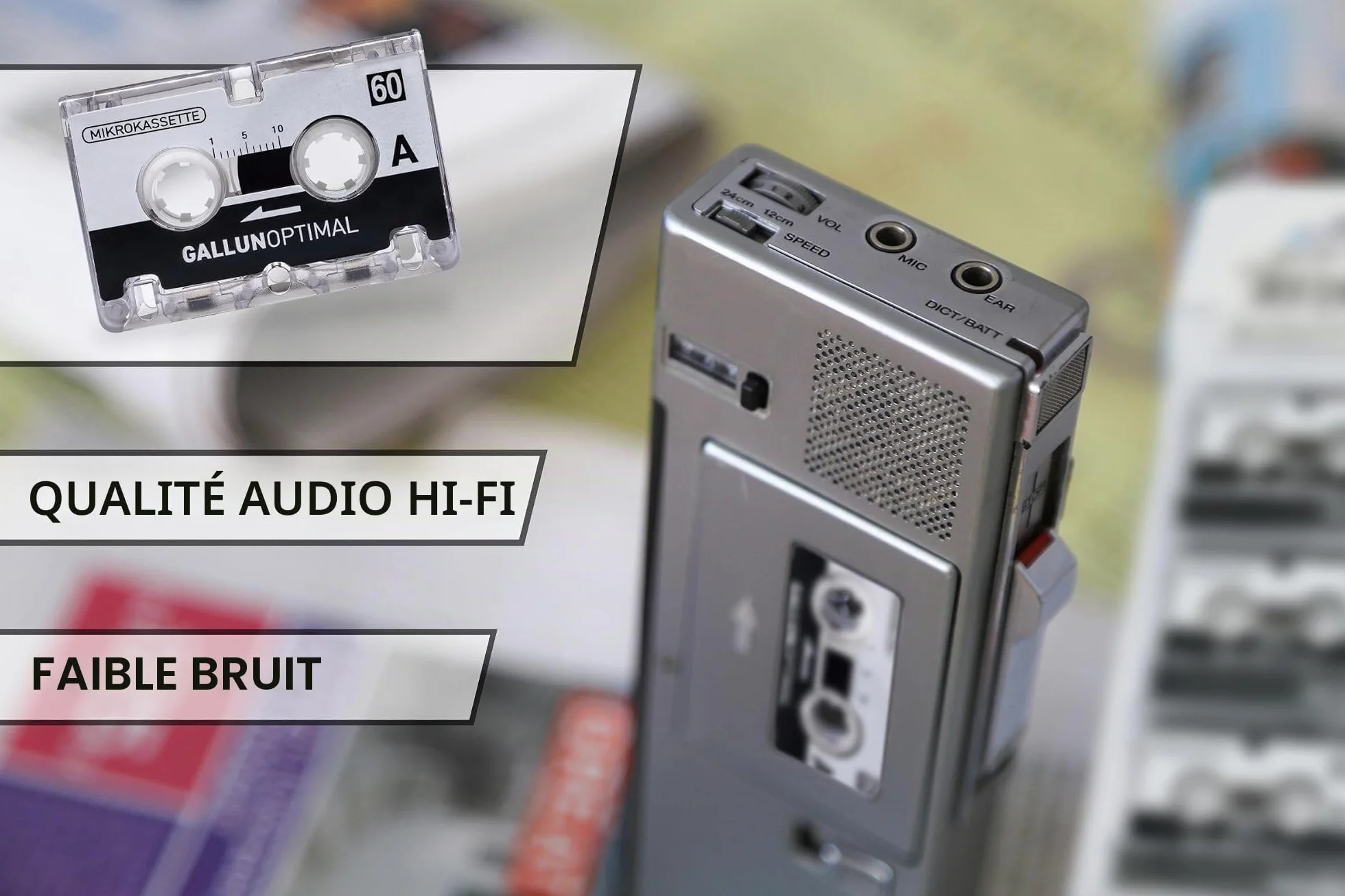 MC60 Microcassette Dictaphone Pack de 3 Audio Cassette