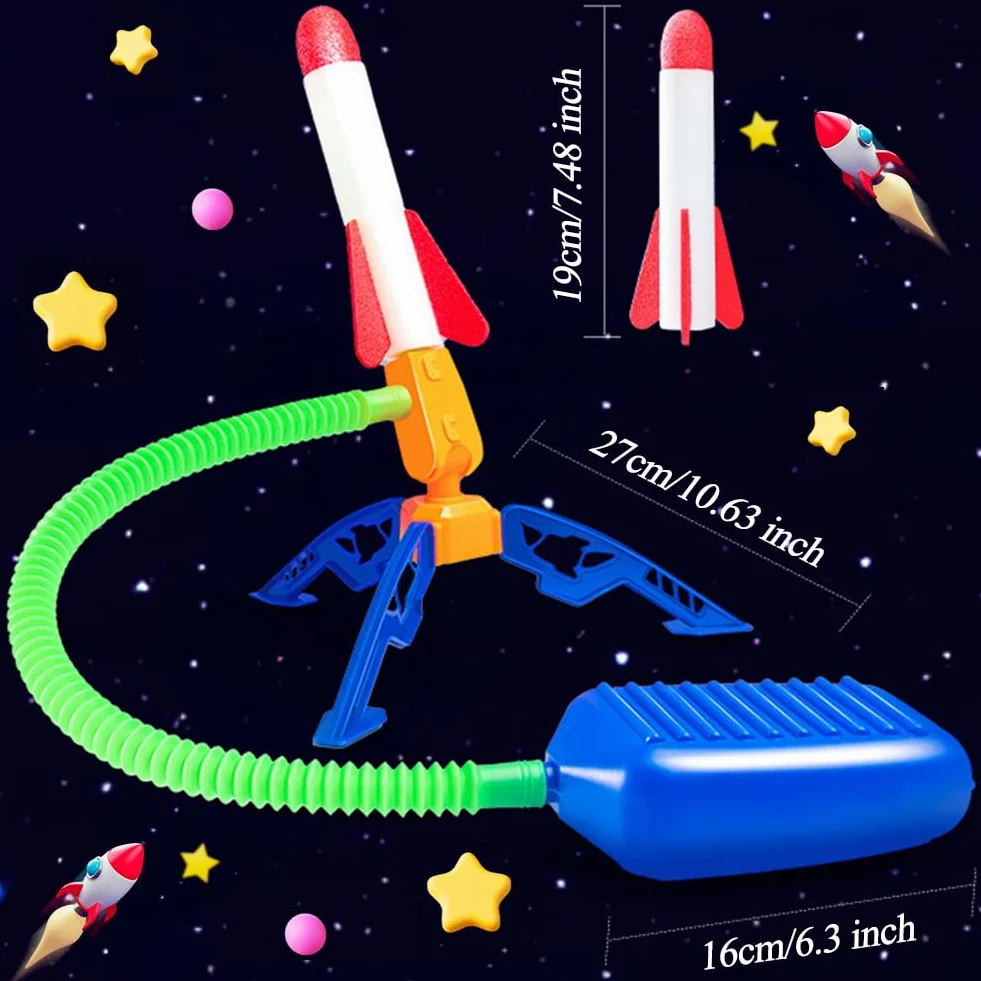 Lanceur de Fusée Jouet Fusée Air Kit avec 6 Roquettes Mousse Enfant 3-12 Ans Cadeau Anniversaire
