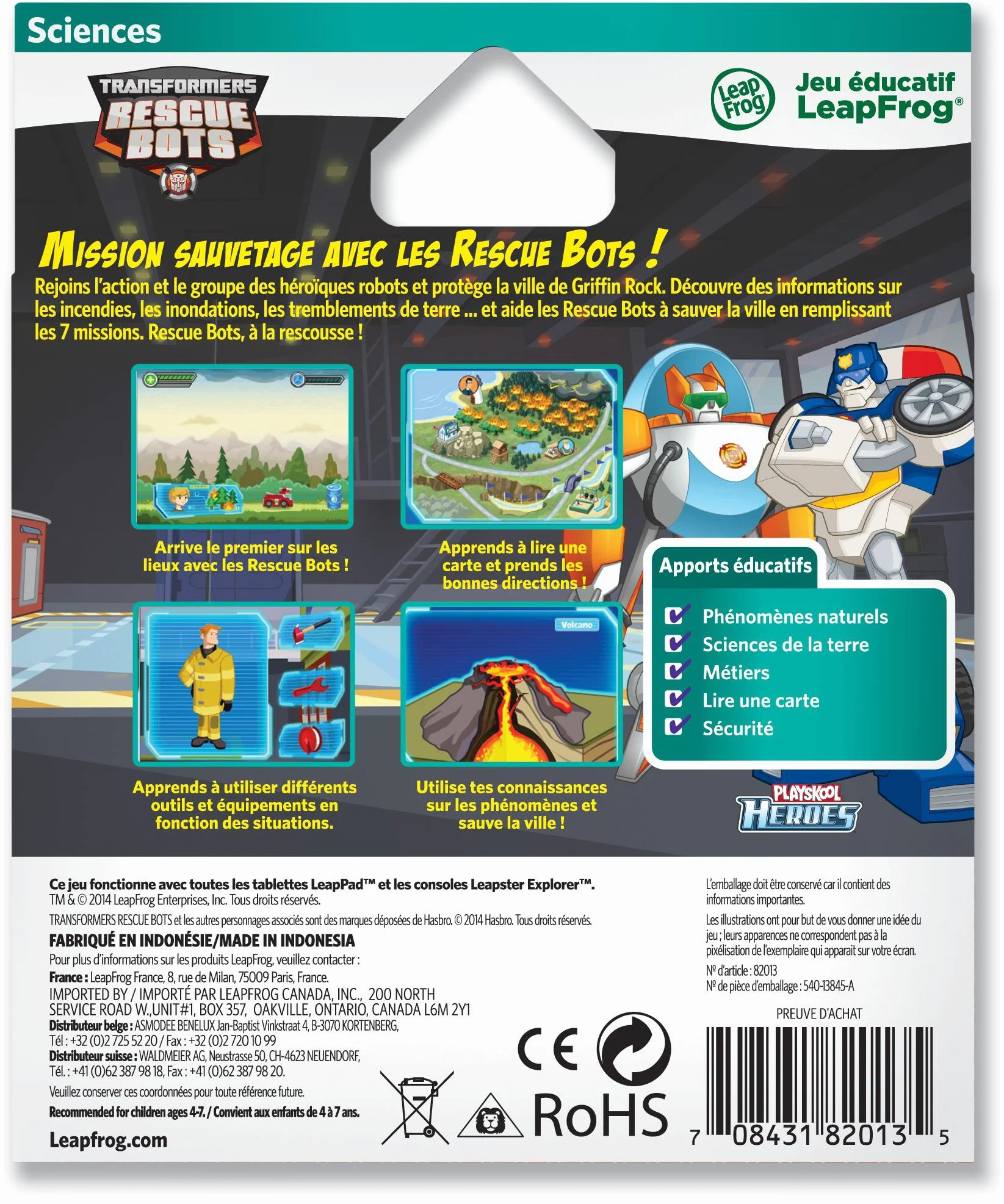 LeapFrog Jeu Electronique Transformers Rescue Bots Leappad Leapster