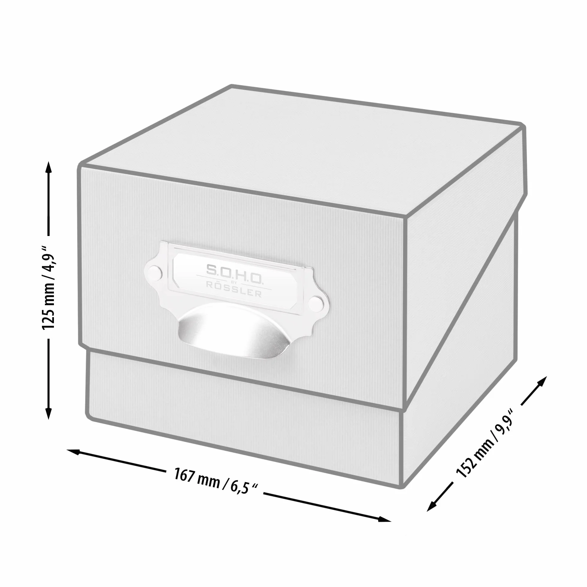 Rössler Papier S.O.H.O. Fotobox Boîte de rangement opale 167 x 125 x 152 mm étiquette inscriptible 1 pièce DIN A6