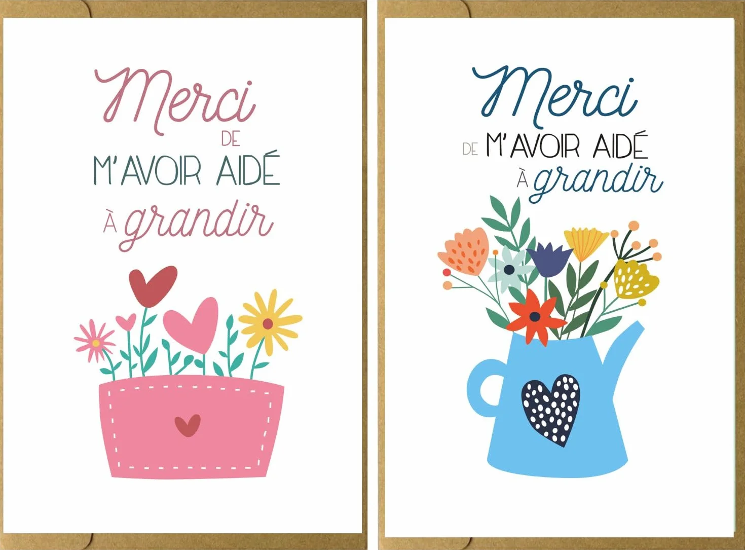 Carte de vœux Merci maitresse nounou professeur 2 pièces