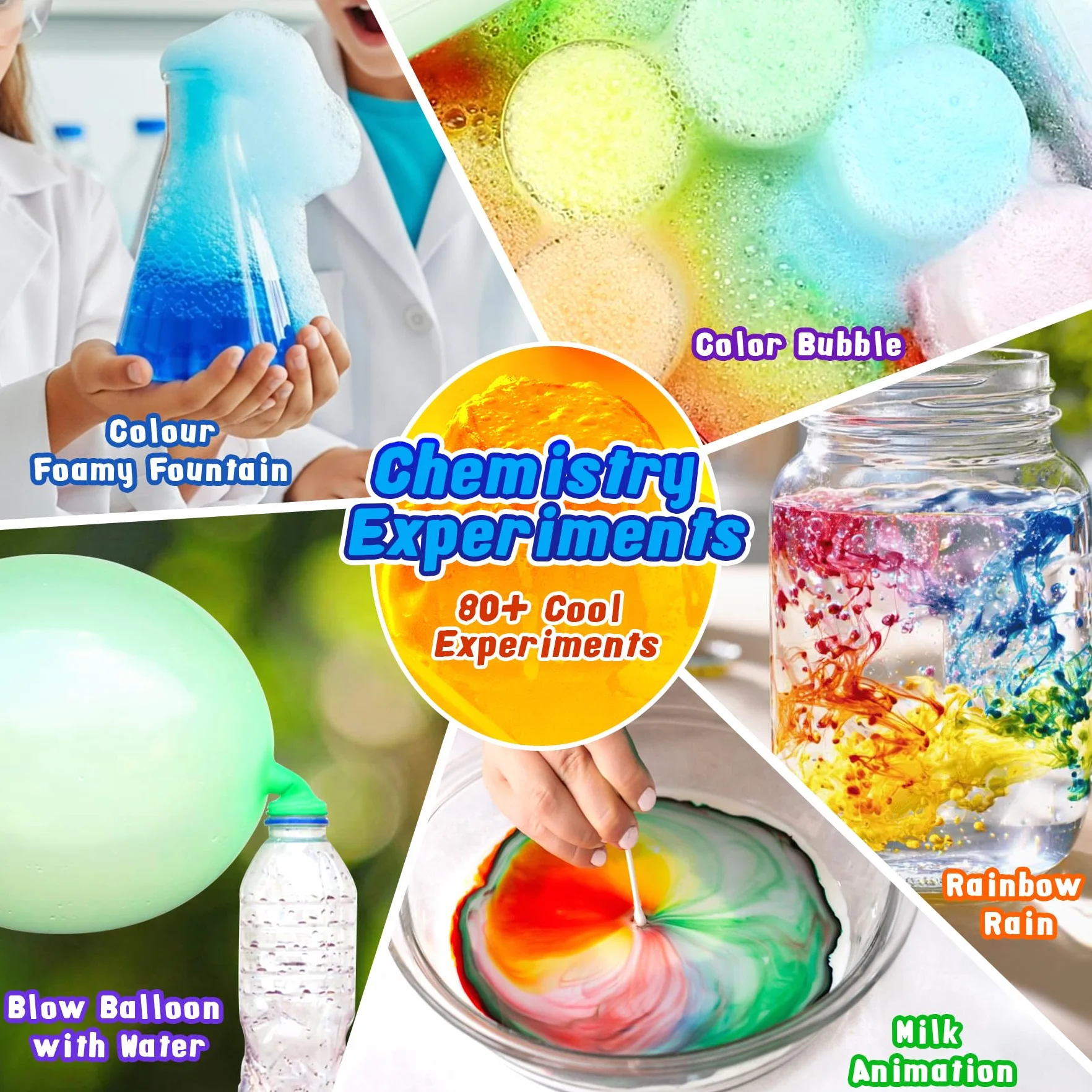 80+ Experiences Scientifiques Enfants - Kit Scientifique Enfant - Cadeau Fille Garcon 6-10 Ans - Jouet Chimie