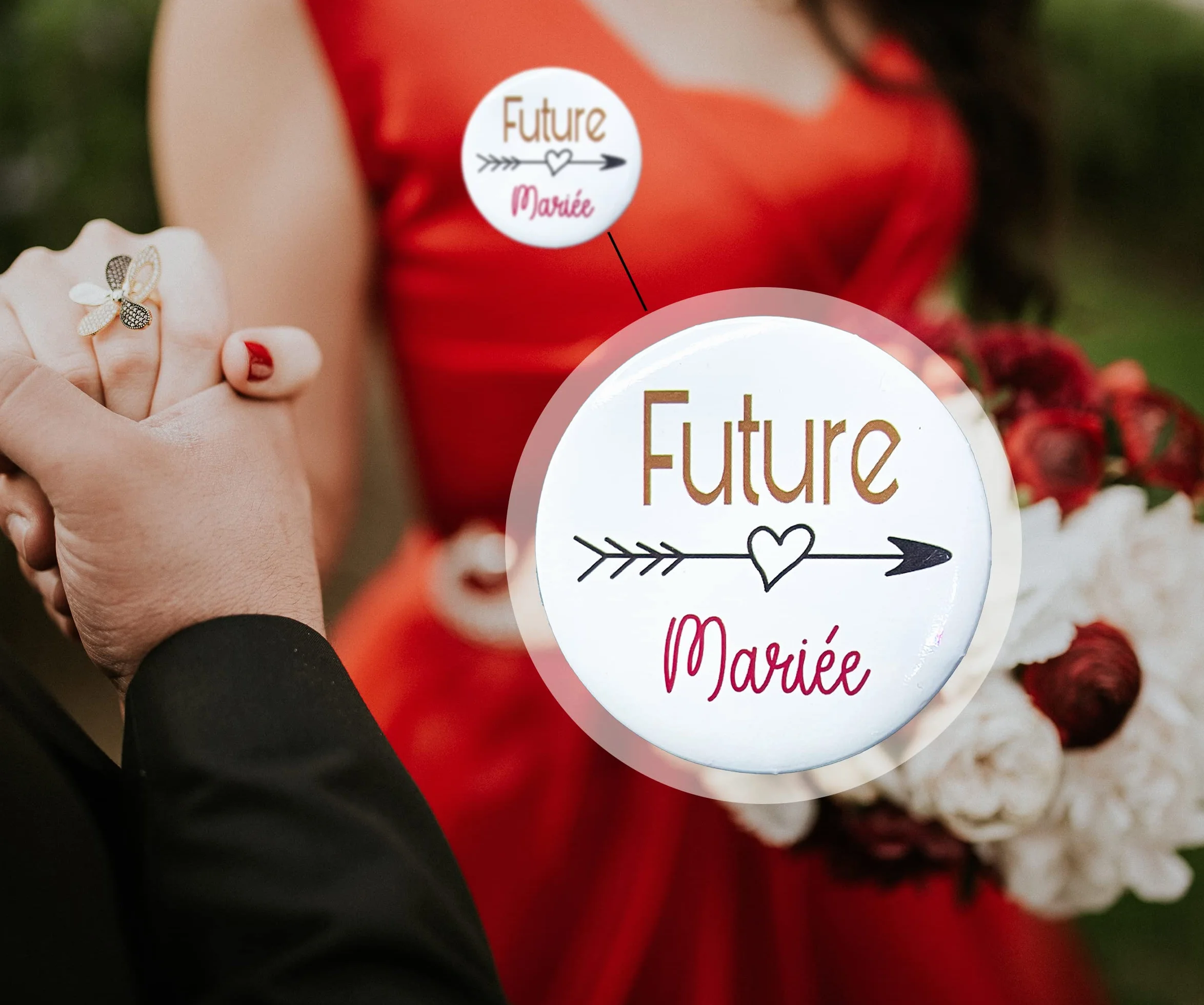 Badges Team de la mariée 15PCS avec Future mariée + Amis Accessoire de Mariage