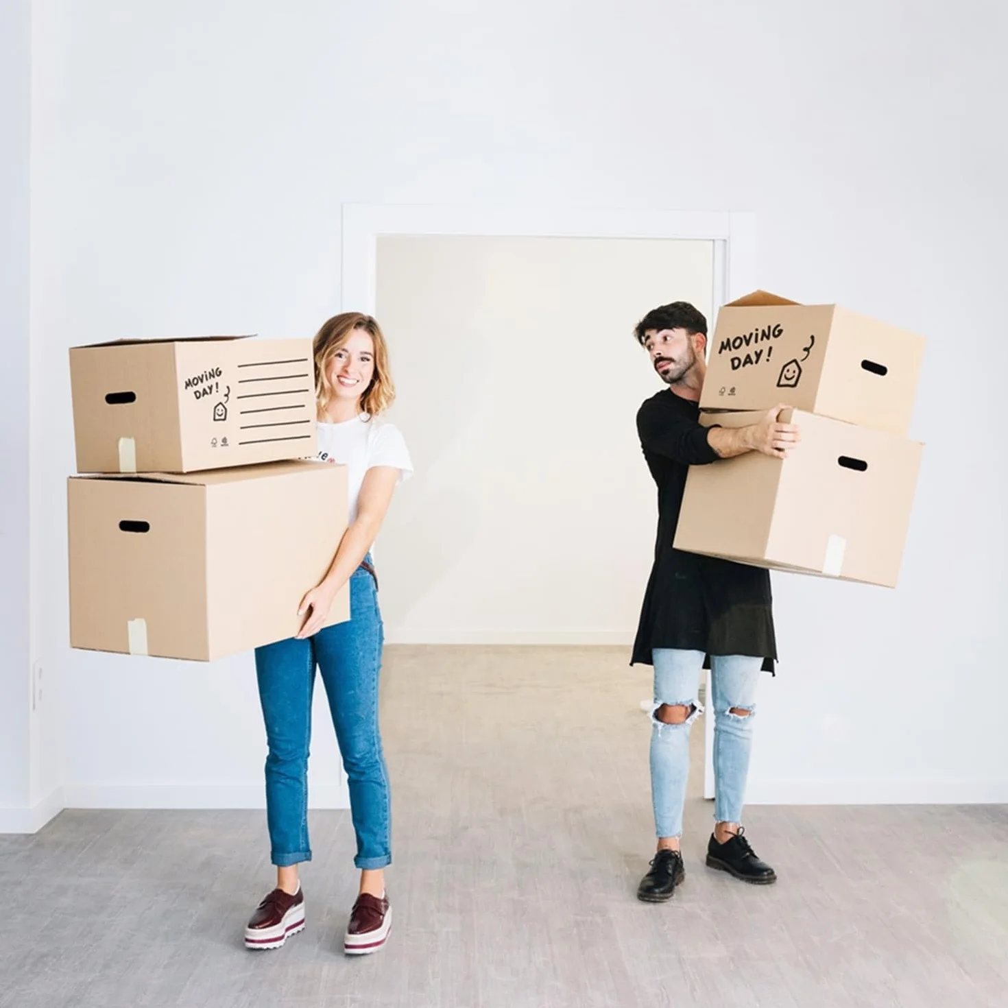 ONLY BOXES Lot de 10 boîtes en carton pour déménagement avec poignées 50 x 30 x 30 cm Canal double