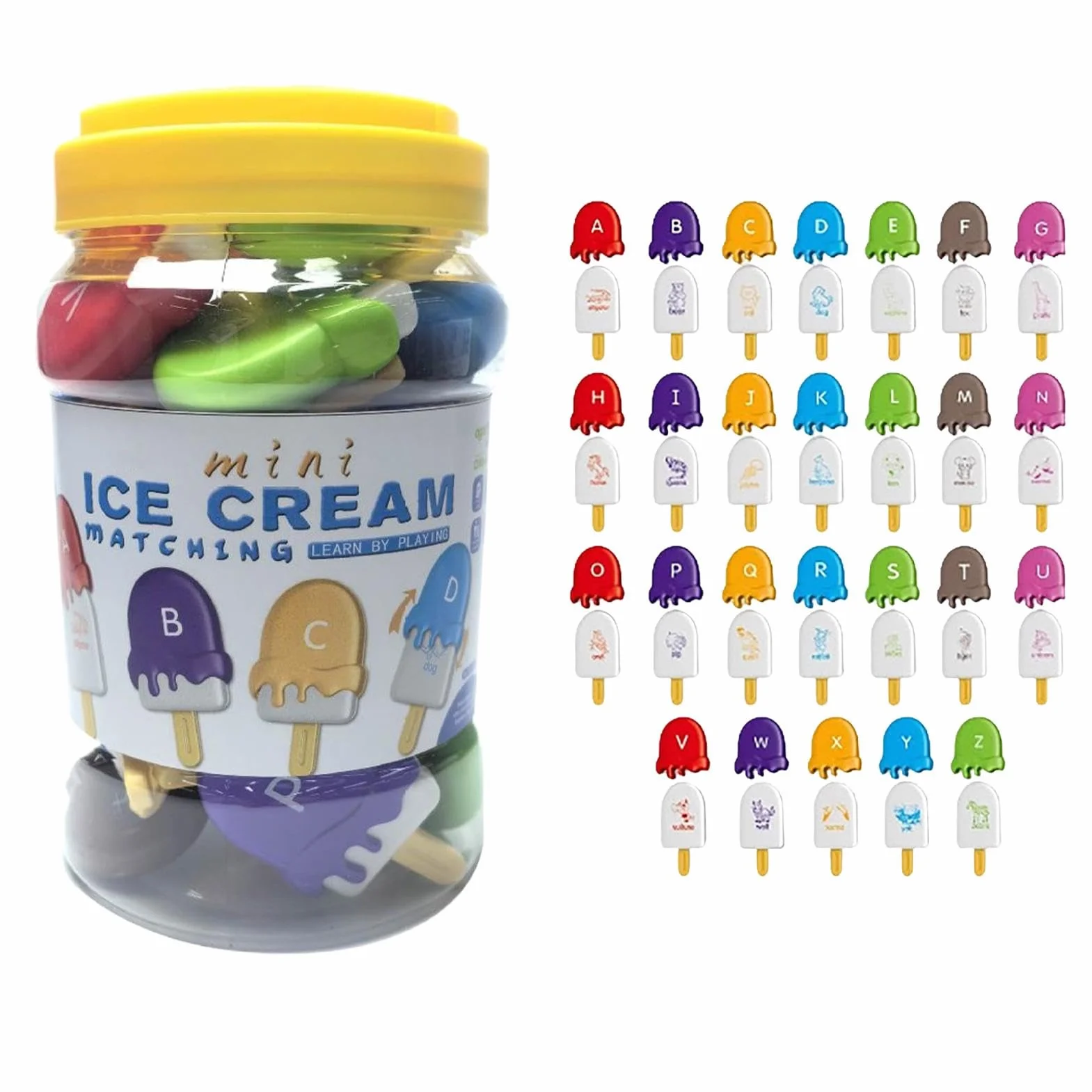 Jeux de correspondance de lettres maternelle alphabet | Ensemble bâtons glace assortis lettres | Jouet apprentissage lettres reconnaissance