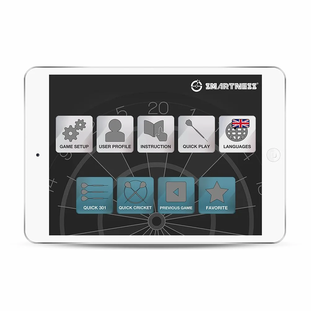 Carromco Turbo Charger 4.0 Cible électronique avec Application, Bluetooth, Segments à 2 Trous, 6 fléchettes Souples et Accessoires Inclus