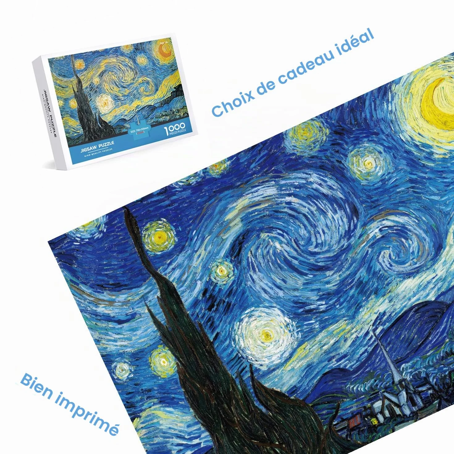 Puzzle 1000 Pièces Nuit étoilée Vincent Van Gogh 70 x 50 cm Puzzle Adulte Jeu éducatif Art