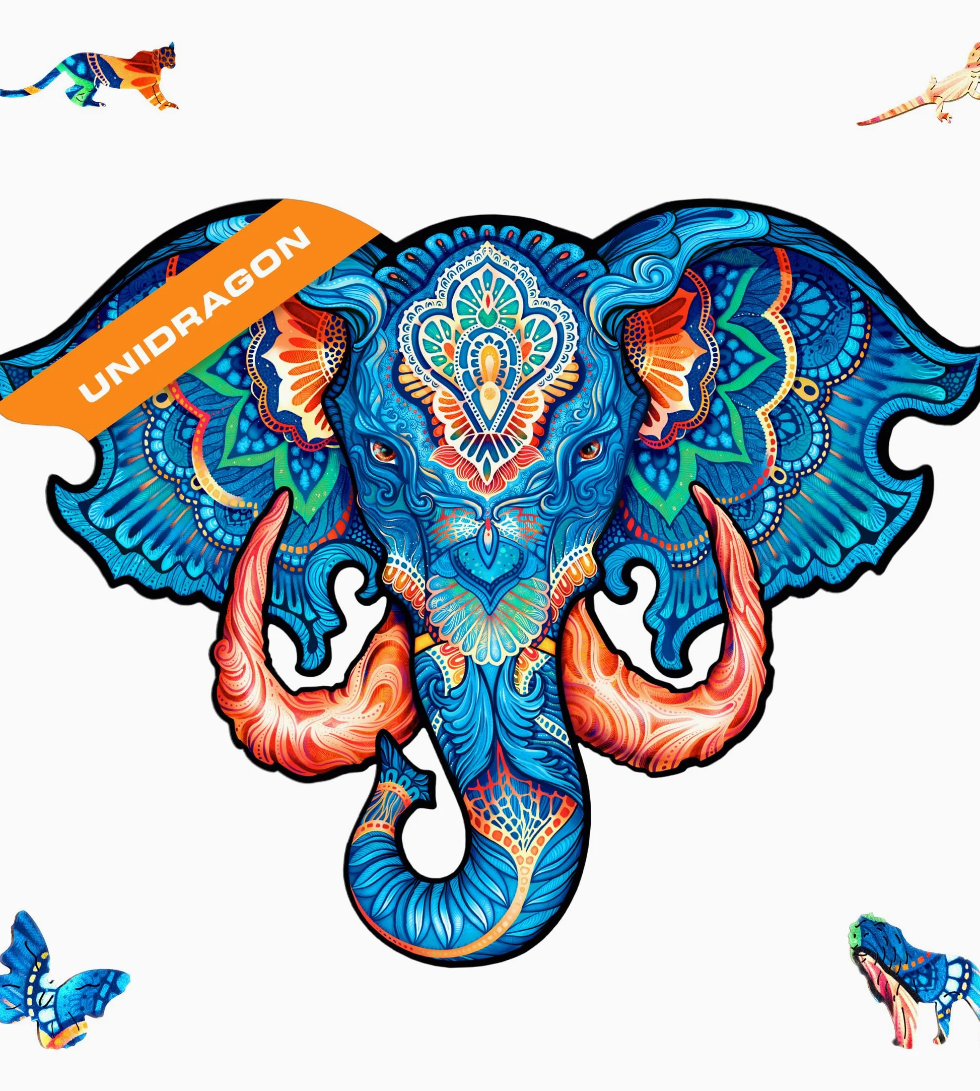 UNIDRAGON Puzzle en Bois - Eternal Elephant Jigsaw Puzzle - 700 pcs | Royal Size 62.0 x 47.0 cm - Pièces de Forme Unique - Bois Découpé au Laser - Coffret Cadeau en Bois - Puzzle pour Adultes