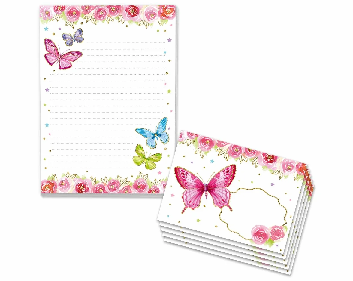 Papier à lettre A5 avec enveloppes pour enfants - Bloc ligné 25 feuilles + 15 enveloppes