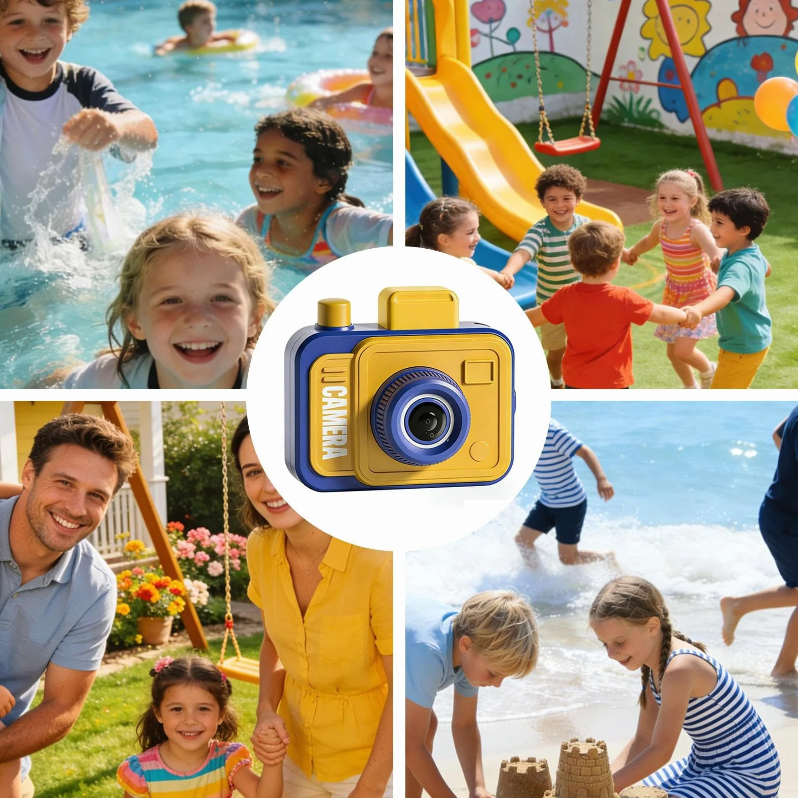 Jeu de bain fontaine arroseur appareil photo orientable recto-verso extérieur été plage pique-nique voyage fête