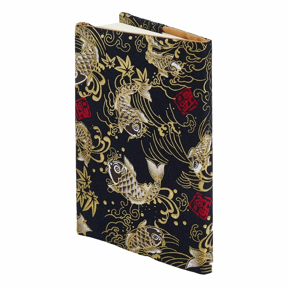 SUPERFINDINGS Housse Imperméable pour Livre A5 Couverture en Tissu Motif Floral 31 x 22.5cm Noir
