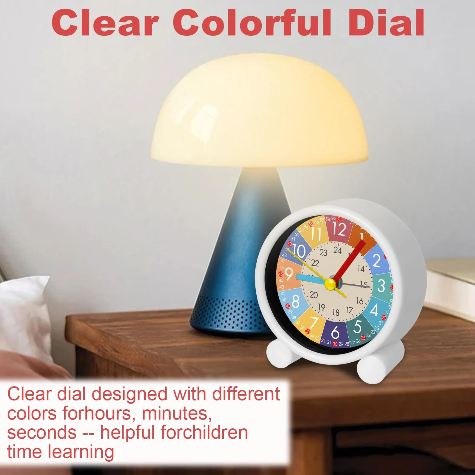 Réveil Numérique Silencieux Éducatif pour Enfants - Horloge d'Apprentissage Analogique Sans Tic-tac