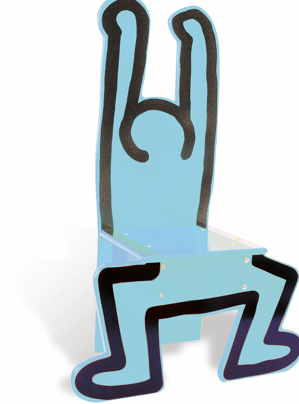 VILAC - Jeux et Jouets - Poufs - Chaise en bois - Graphique - Dessin iconique - Bleu - Keith Harding - Chaise pour Enfants dès 3 ans - Fabriqué en France - 9293 | Fabrication française authentique | assise robuste et confortable | design graphique et colo