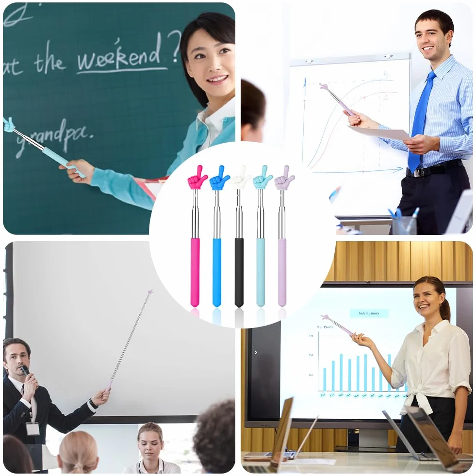 Pointeur de Doigt Rétractable Lot de 2 pour Enseignant, Flexible et Pratique, Bleu Violet