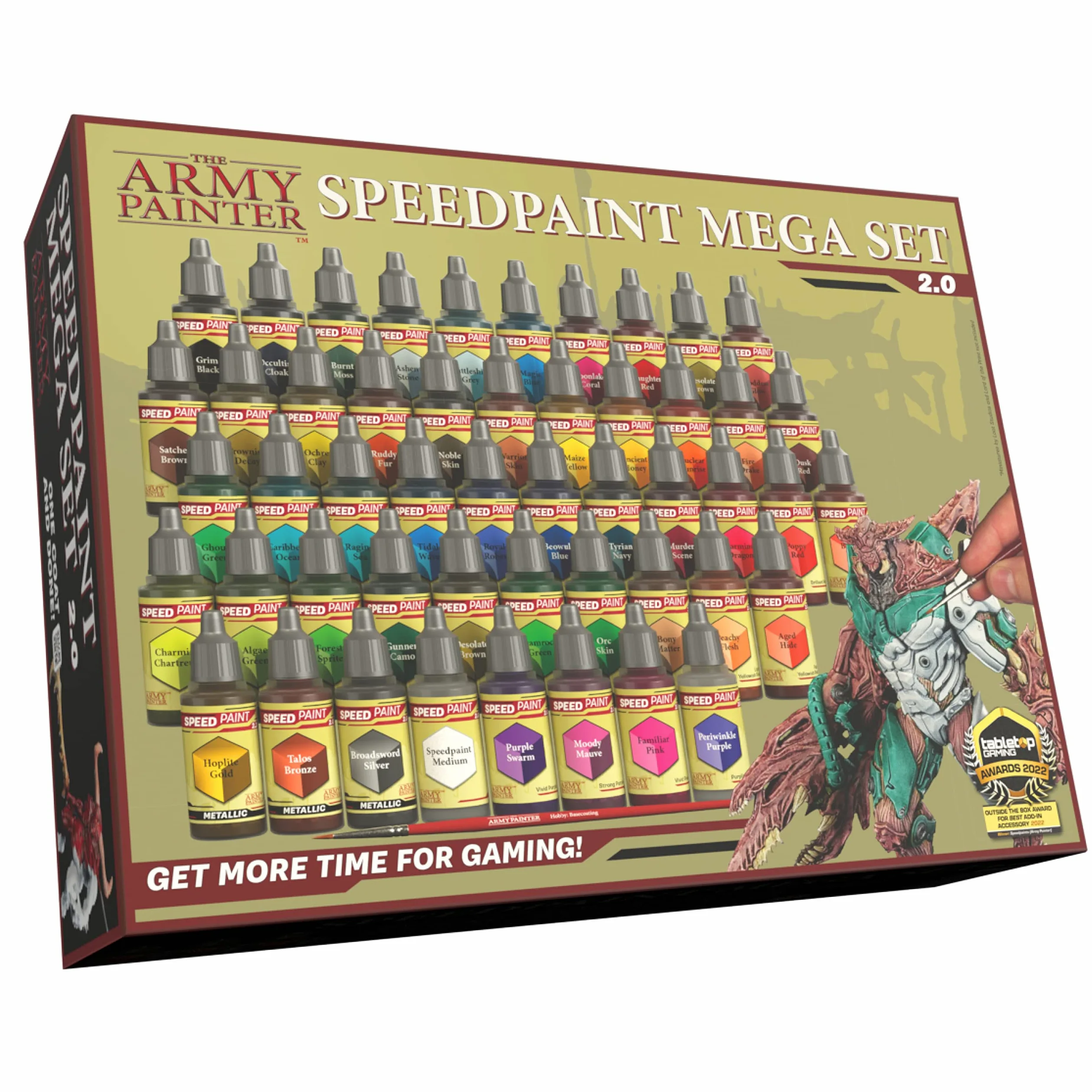 The Army Painter, Speedpaint Mega Set 2.0, 50 x 18 ml, peinture acrylique | Peinture acrylique dont 2 métalliques et 1 pinceau, pour la peinture de figurines Warhammer et D&D