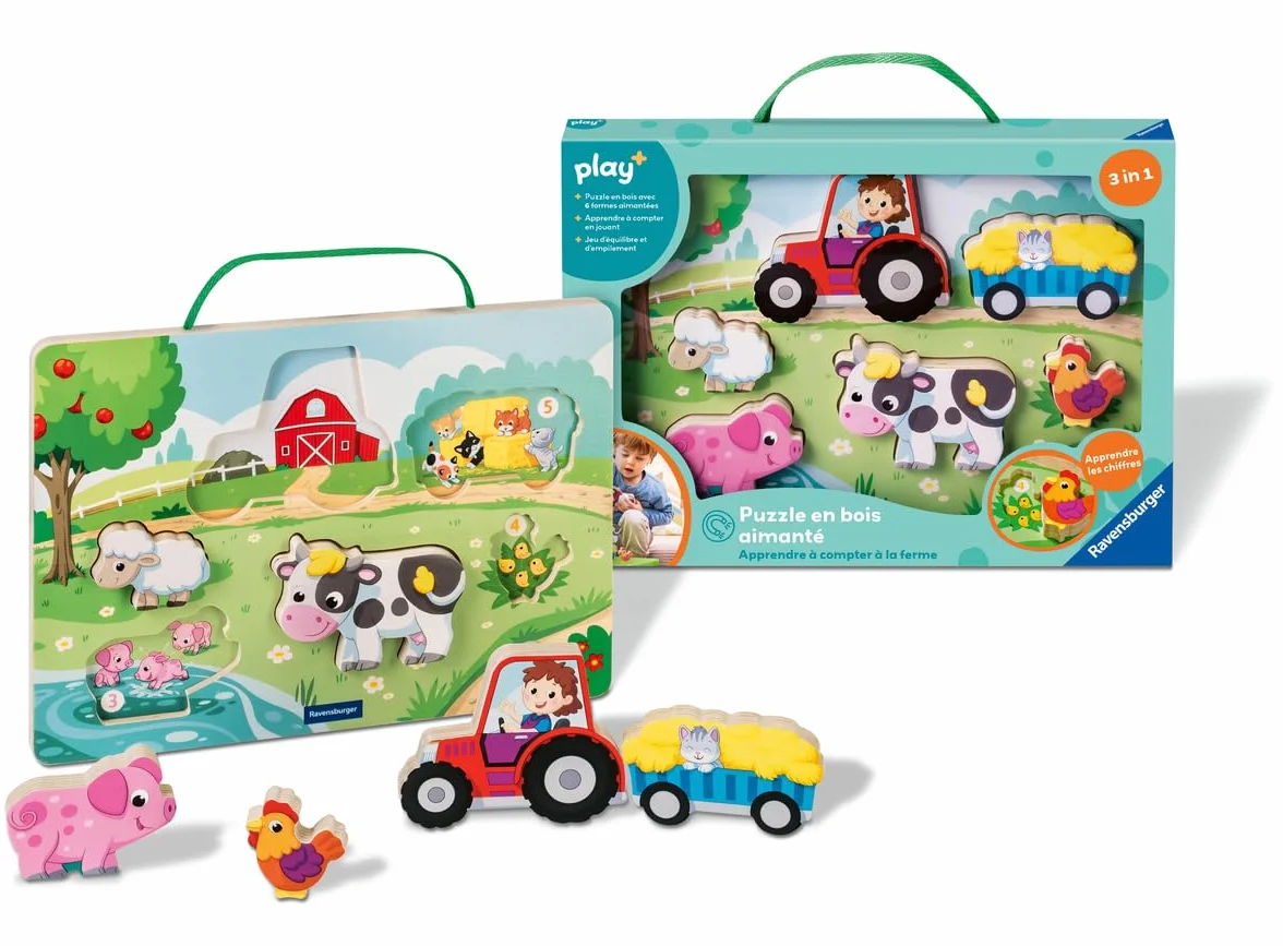 Ravensburger Puzzle en Bois aimanté A la Ferme Jouet bébé dès 1 an