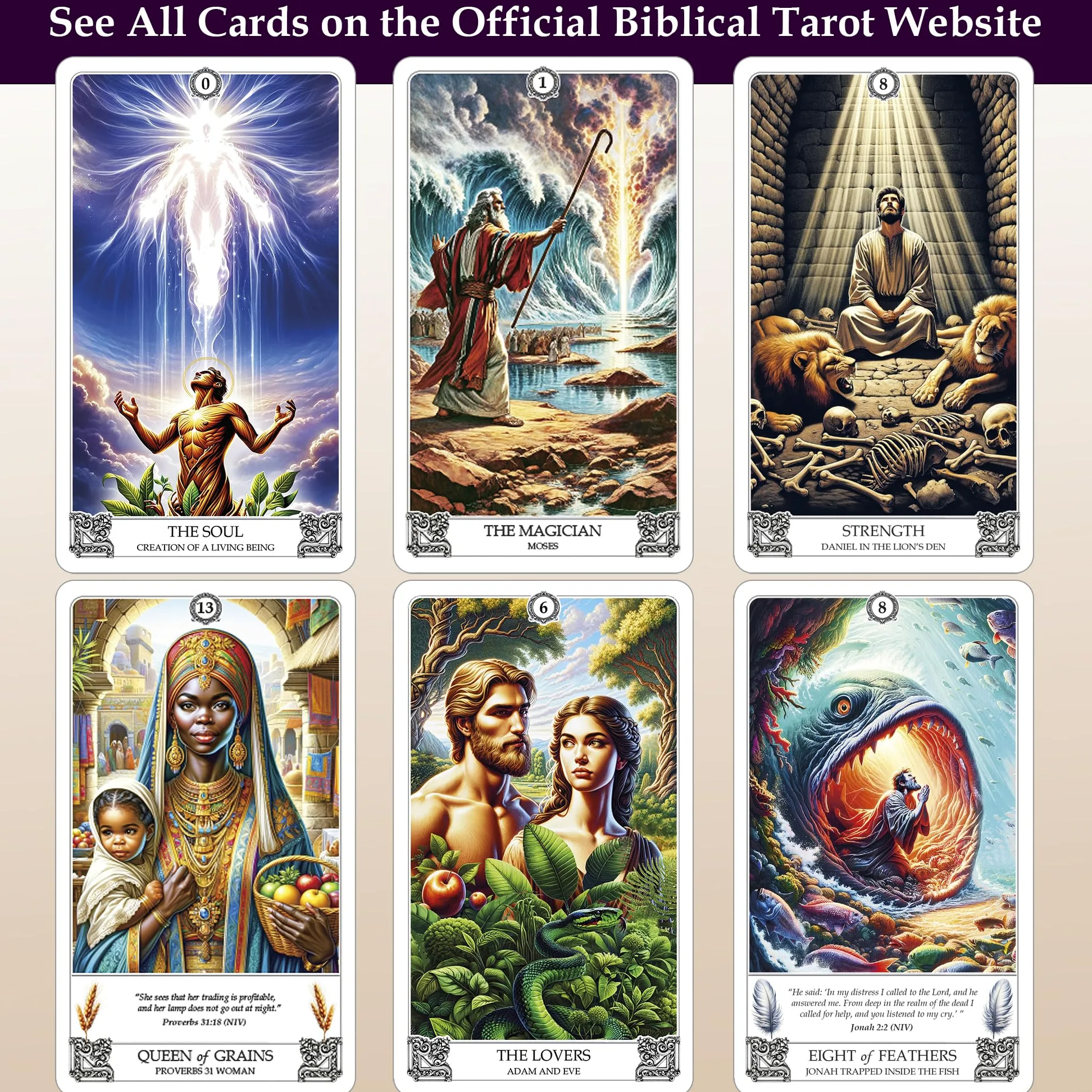 Deck : jeu de 78 cartes et guide Unique, basé sur la sagesse de la Bible Qualité supérieure Flexible et facile à mélanger Impression très détaillée
