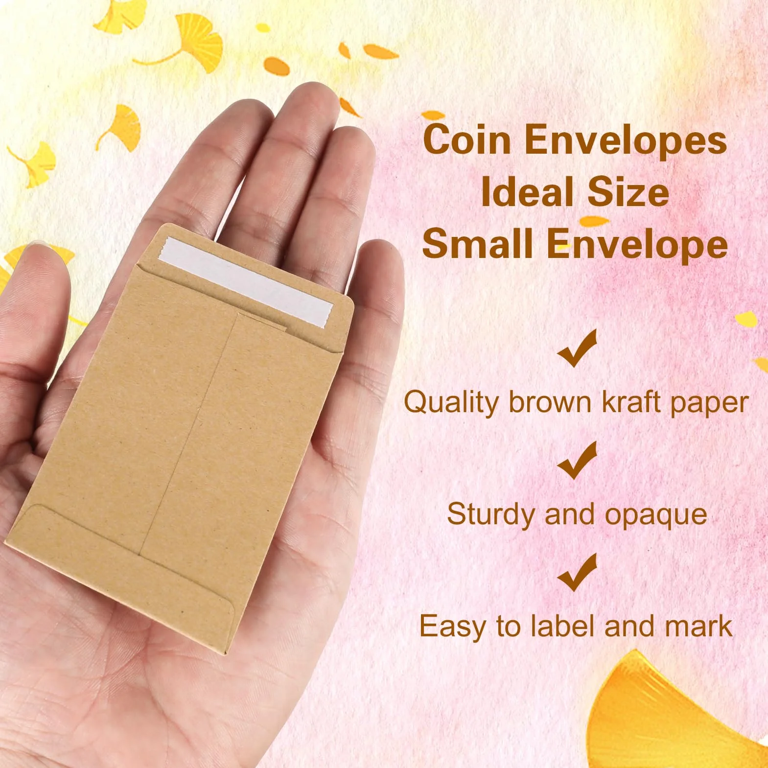 FRIUSATE Lot de 200 enveloppes de semences autocollantes en papier kraft marron 6 x 8 cm