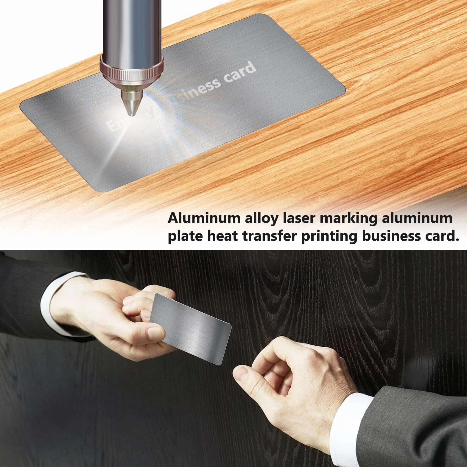 Cartes de Visite Métal Aluminium Vierges Argent Brossé 10 Pièces Gravées Au Laser 0,45 mm