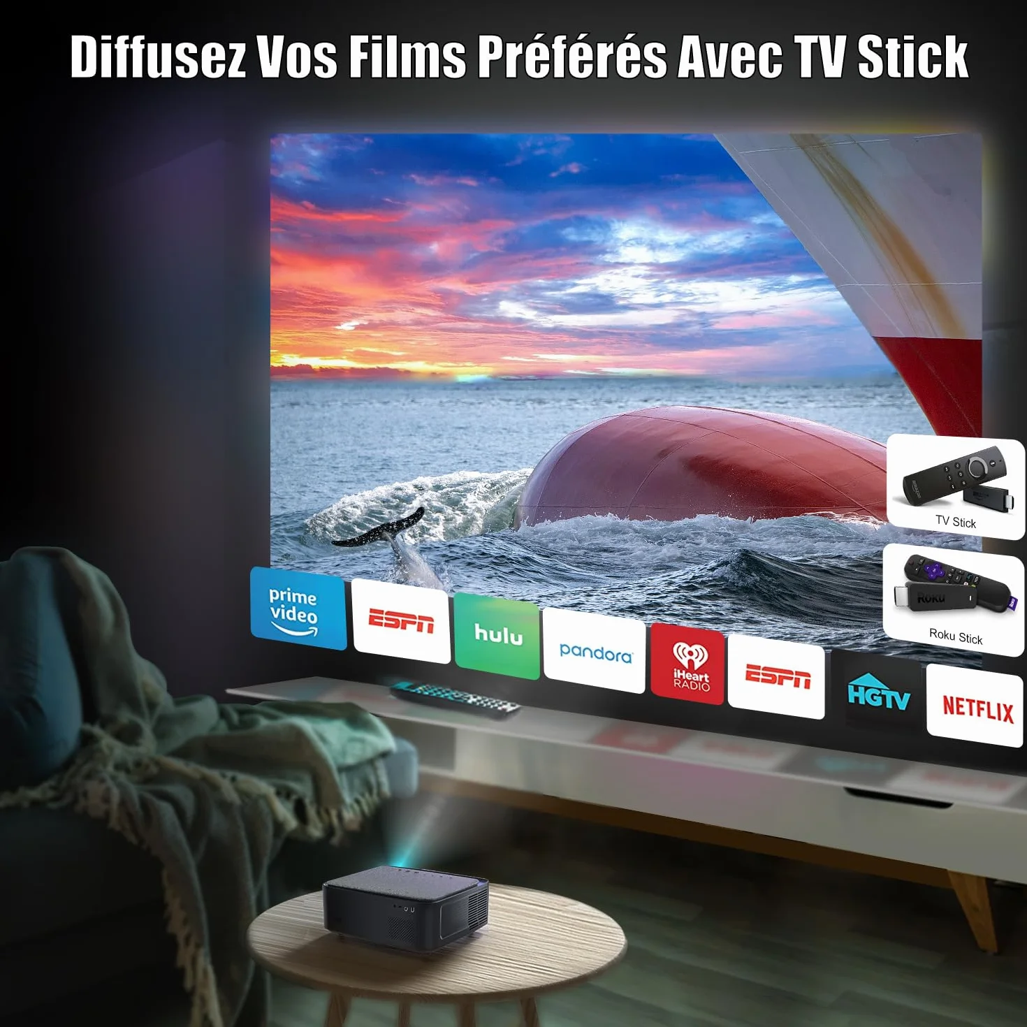 WiMiUS K1 Full HD 1080P 4K WiFi Bluetooth Projector Home Theater
