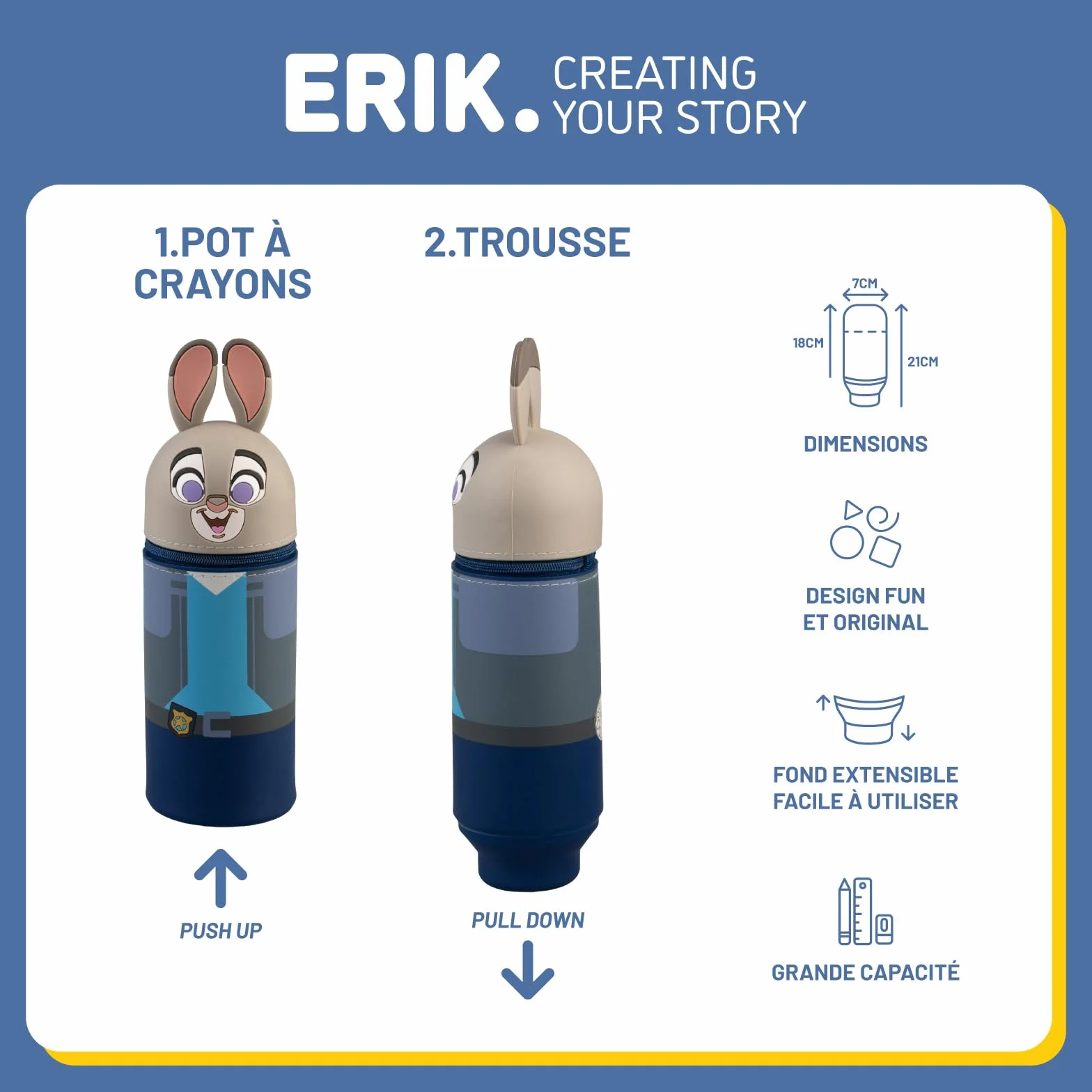 Grupo Erik Trousse Scolaire Disney Zootopia Judy Hopps Extensible Silicone Fournitures Bureau Papeterie Cadeaux