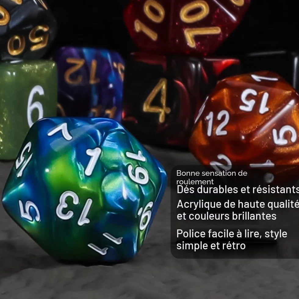 QMAY Jeu de dés polyédriques 175PCS DND Dés D4 D8 D10 D12 D20 D%