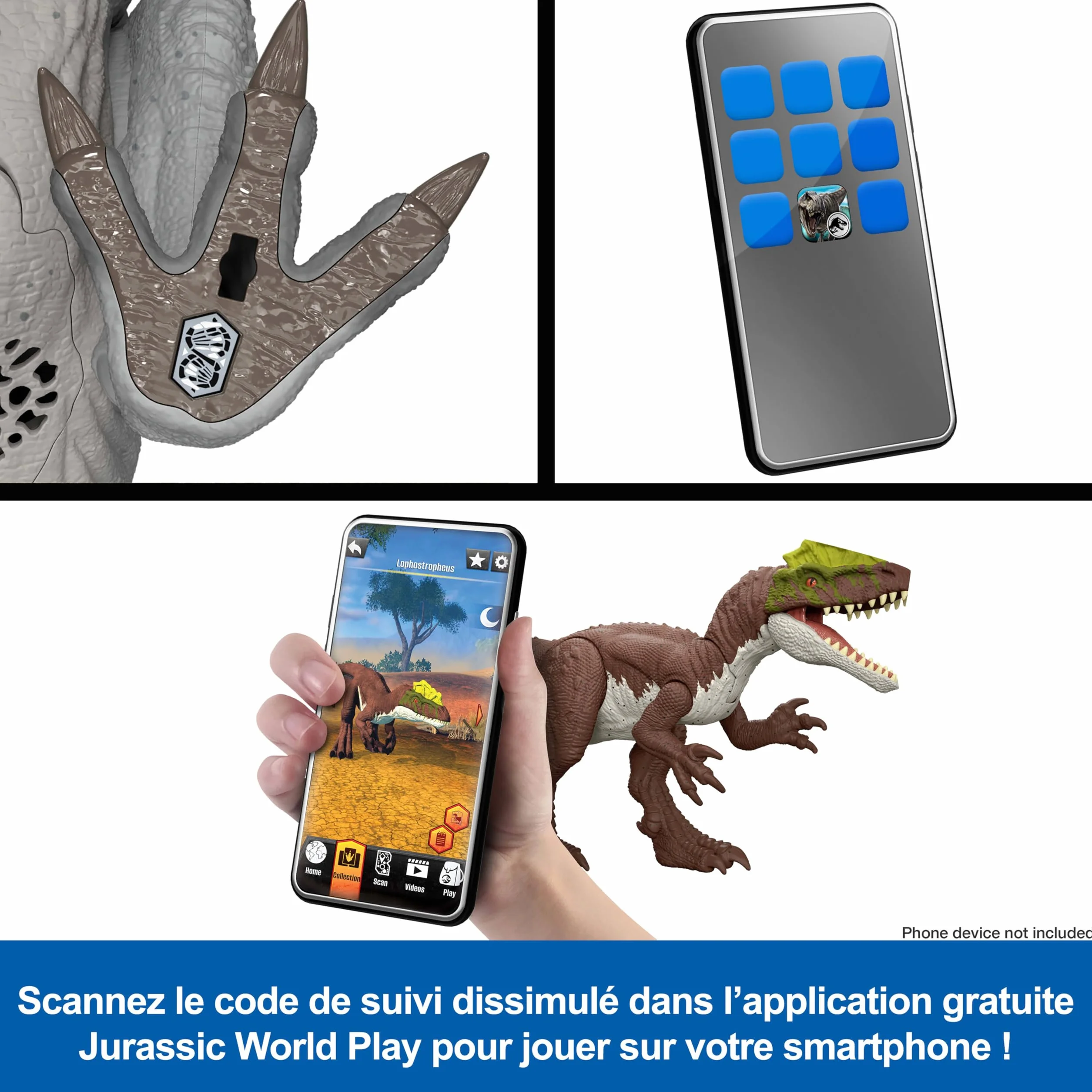Mattel Jurassic World Figurine articulée Mosasaurus avec fonction mordre et recracher et mini-Dilophosaurus JJP80