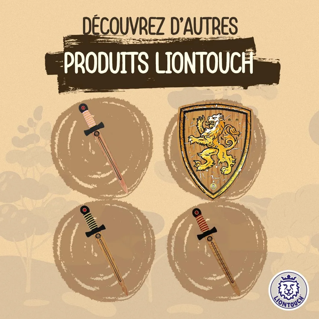 Liontouch Épée WoodyLion Or/Rouge Petite Taille 3-6 Ans Poignard en Mousse pour Enfants