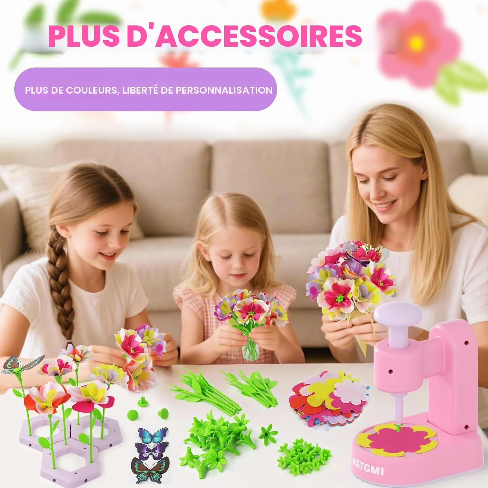 ASTGMI Kit Création Bouquet de Fleurs DIY, Cadeau Fille 3-10 Ans, Jouet Fleurs Enfant