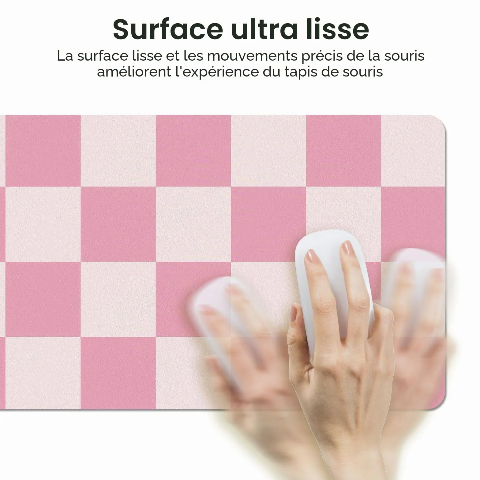 Tapis de Bureau en Cuir Rose Antidérapant Imperméable pour Souris et Clavier
