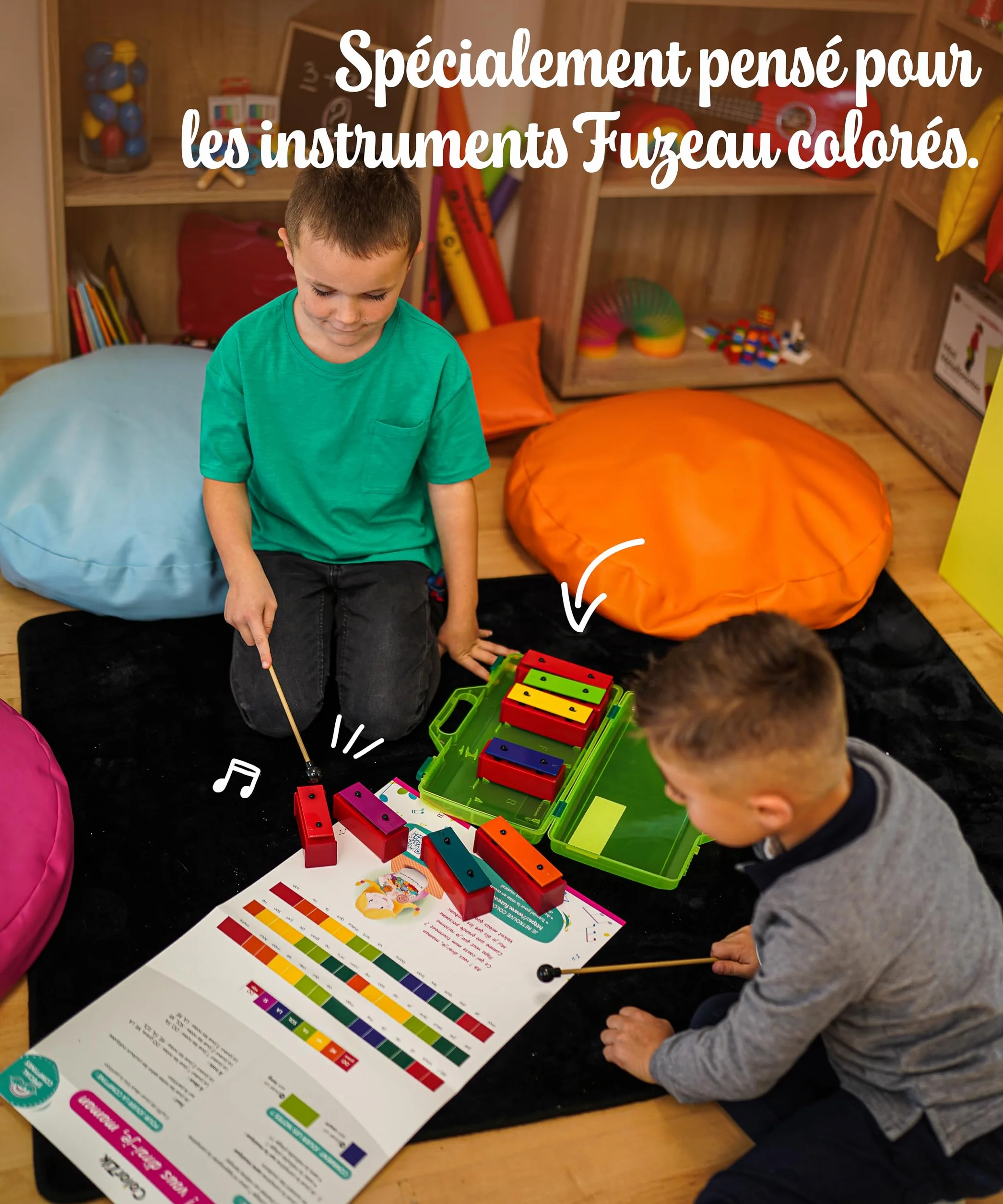 Fuzeau Livret Musical Pédagogique CD Audio Colorzik Comptines 10 Partitions Codées en Couleurs Paroles Incluses dès 3 Ans Méthode Intuitive