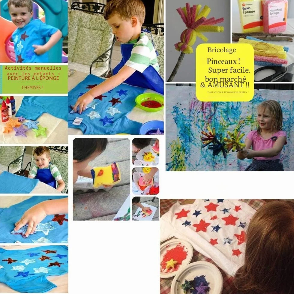 Enfants Peinture Kits 57Pcs Éponge Brosses de Peinture Outils Art DIY
