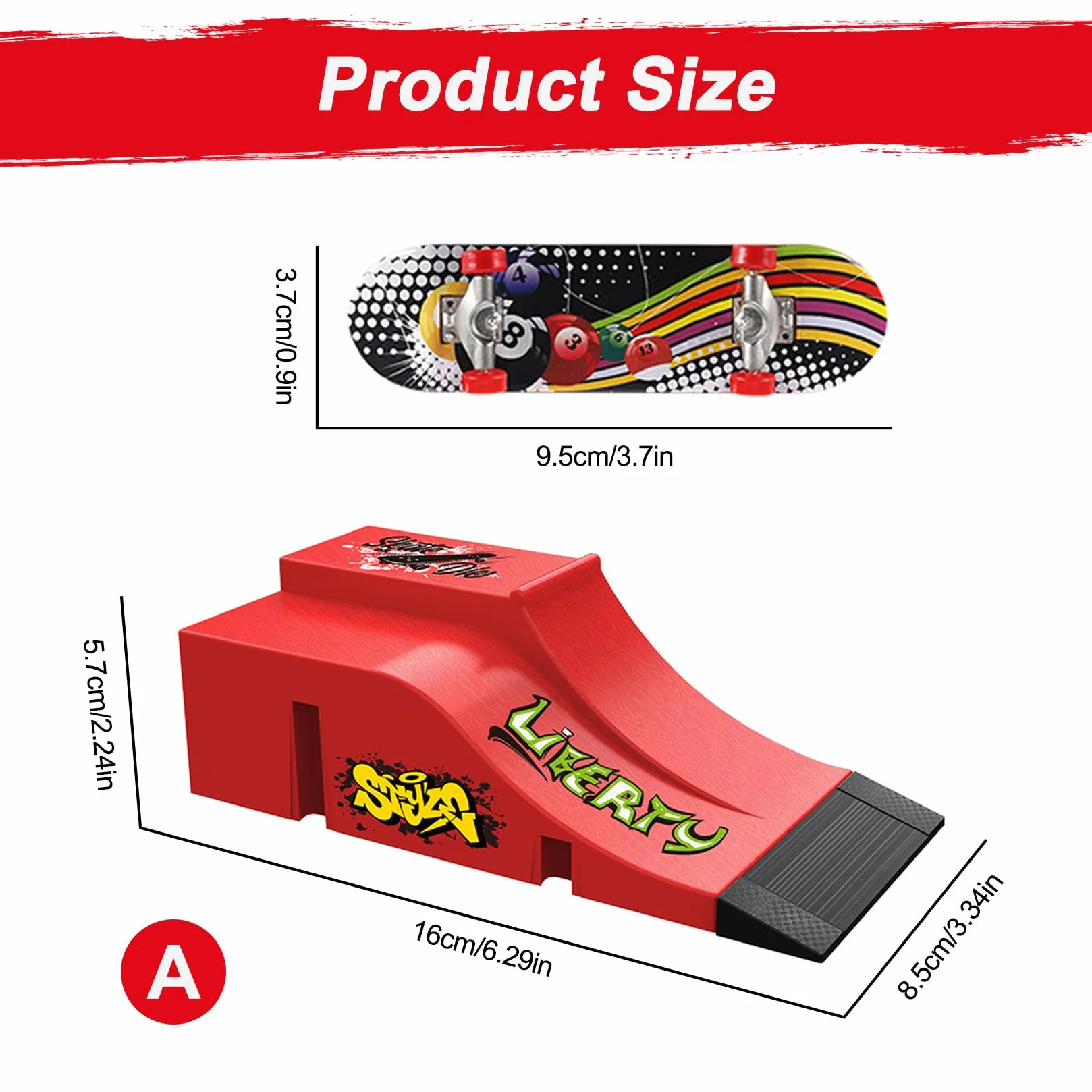 Mini Skate Doigt Finger Skate Kit Rampe Accessoires avec 1 Fingerboard et Rechange
