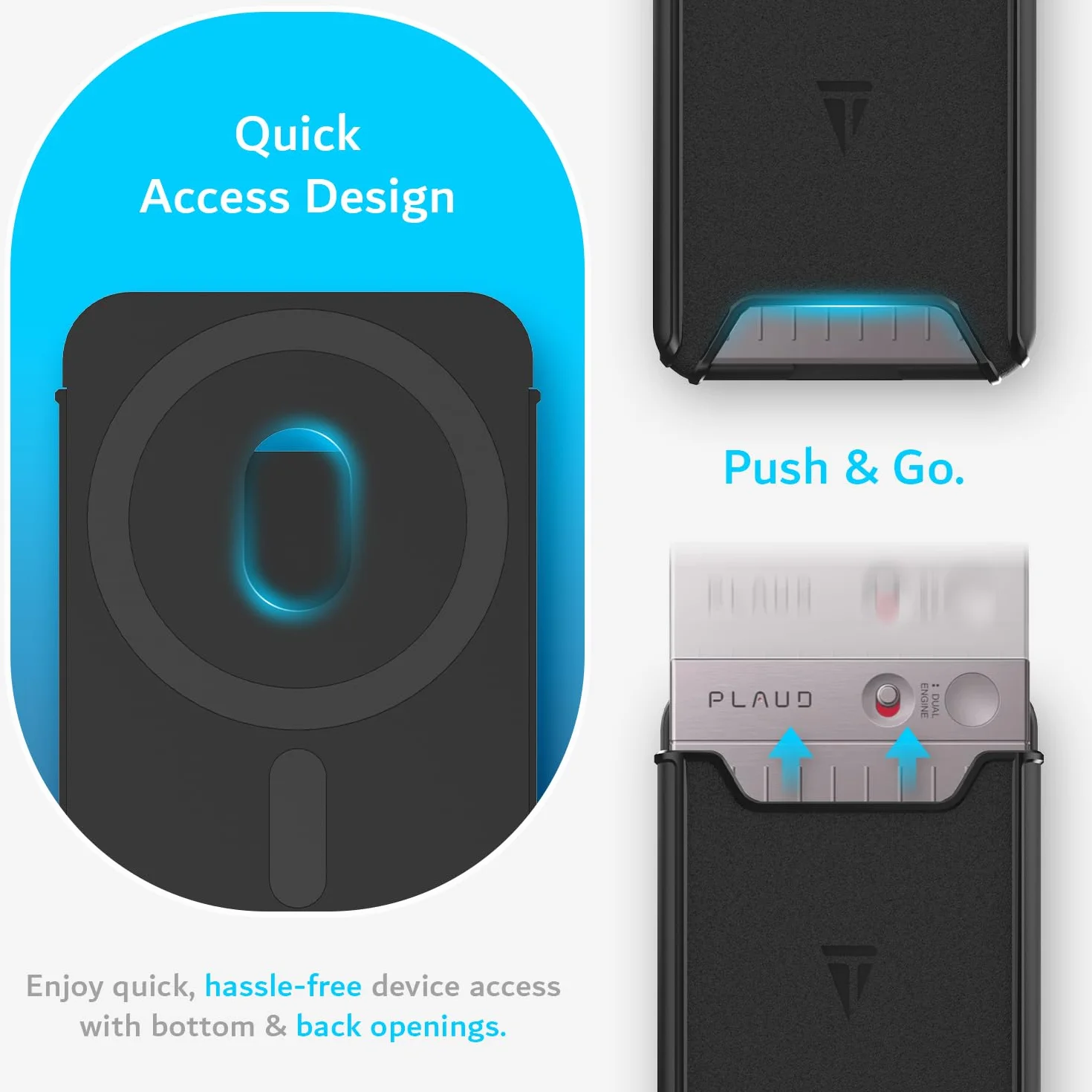 Étui de Protection Magnétique TUDIA pour Enregistreur Vocal PLAUD Note AI - Polycarbonate Rigide Fin (Noir)