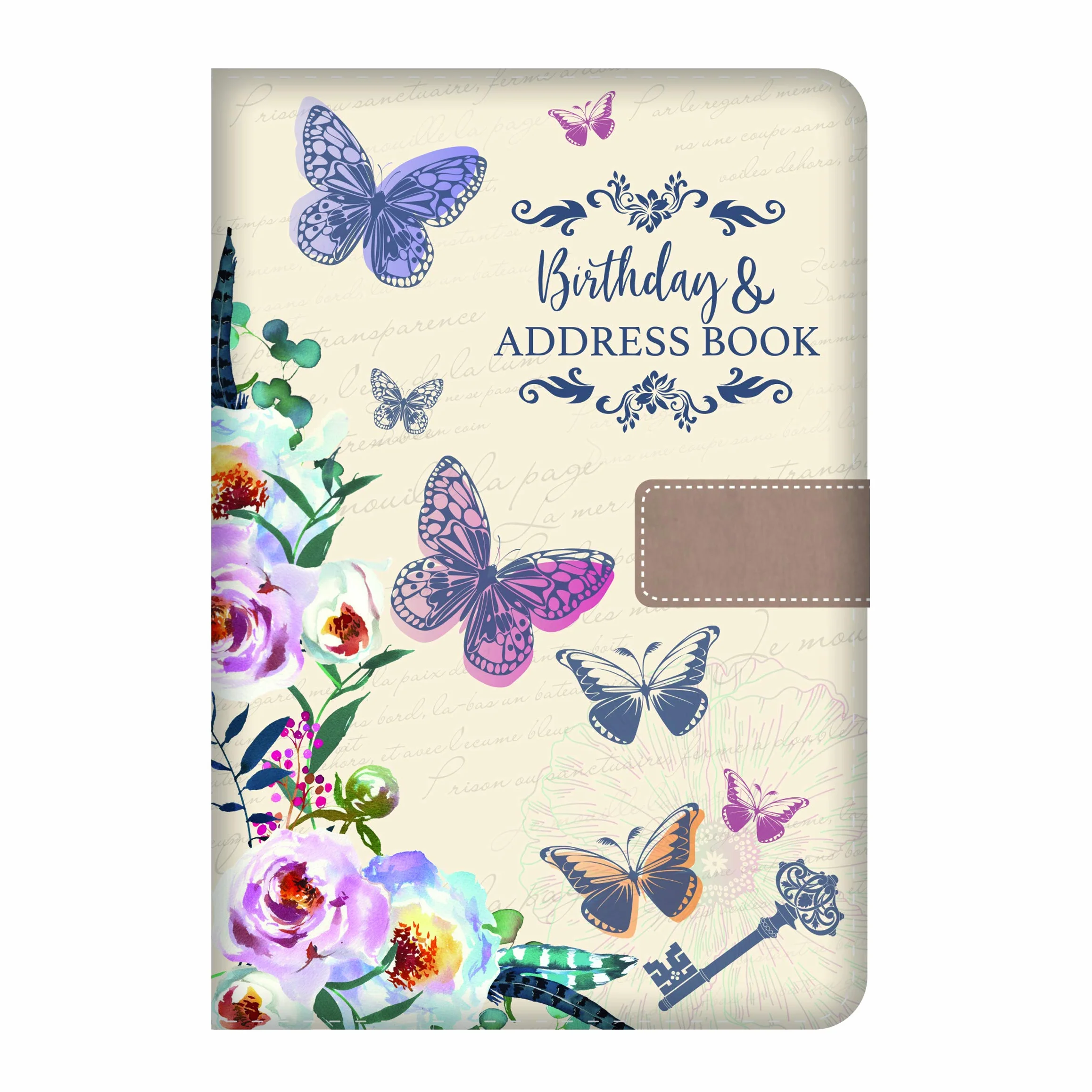 Carnet d'adresses téléphoniques et d'anniversaire avec index A-Z, couverture souple rembourrée format A5, fermeture magnétique