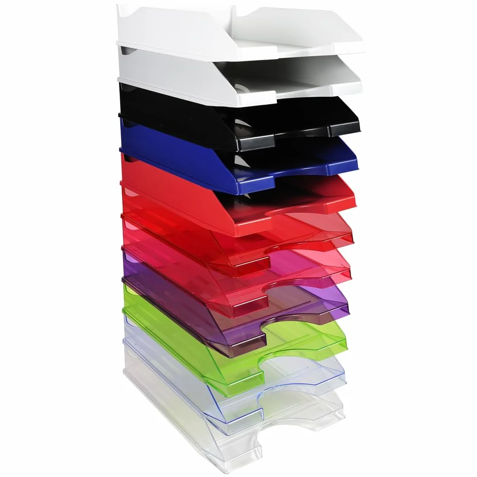 Exacompta ECOTRAY Lot de 10 corbeilles à courrier 34 x 25 x 6,5 cm noir A4+ Ange Bleu